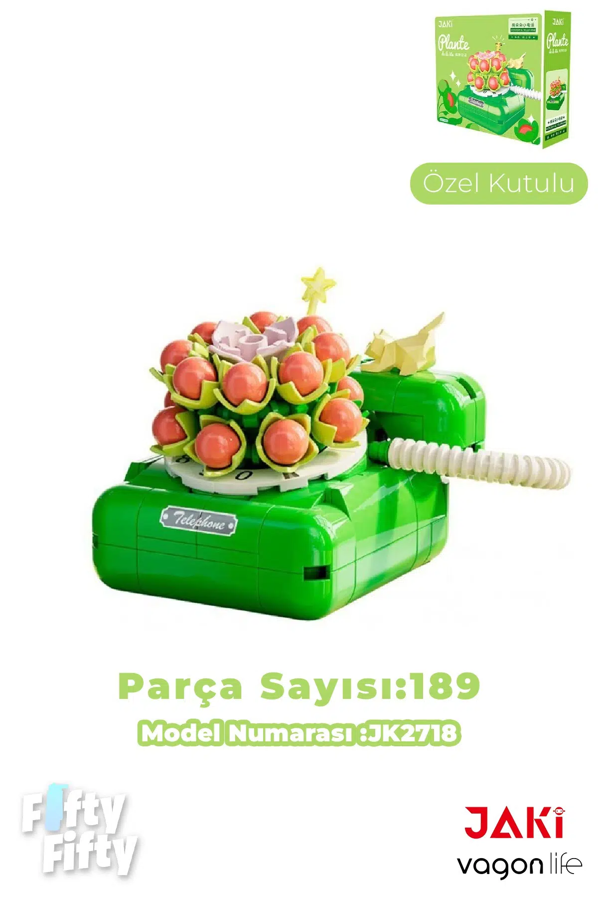 JAKİ Plante Serisi Çiçekli Telefon 189 Parça Oyucak Yapım Seti -FFJK2718