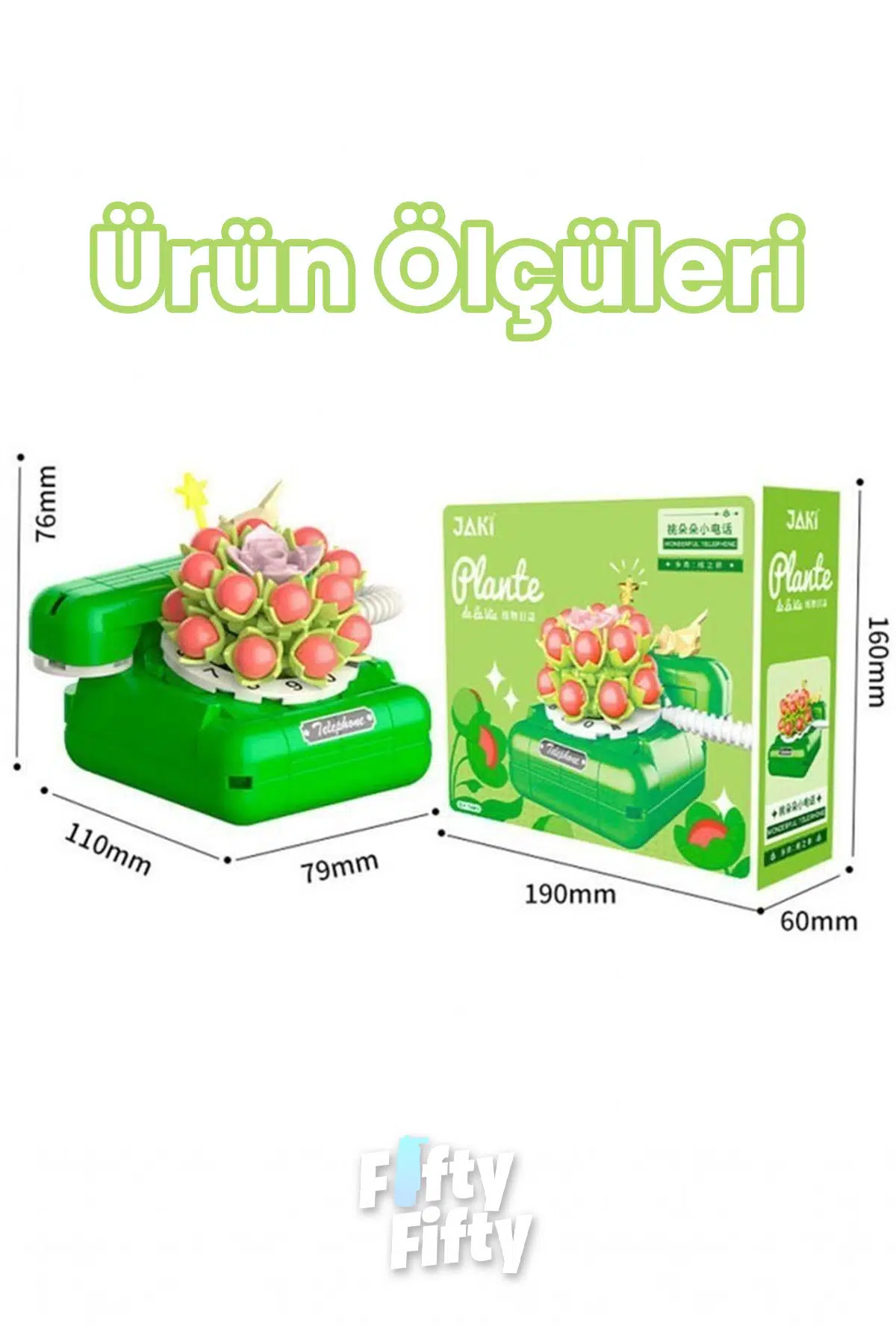 JAKİ Plante Serisi Çiçekli Telefon 189 Parça Oyucak Yapım Seti -FFJK2718