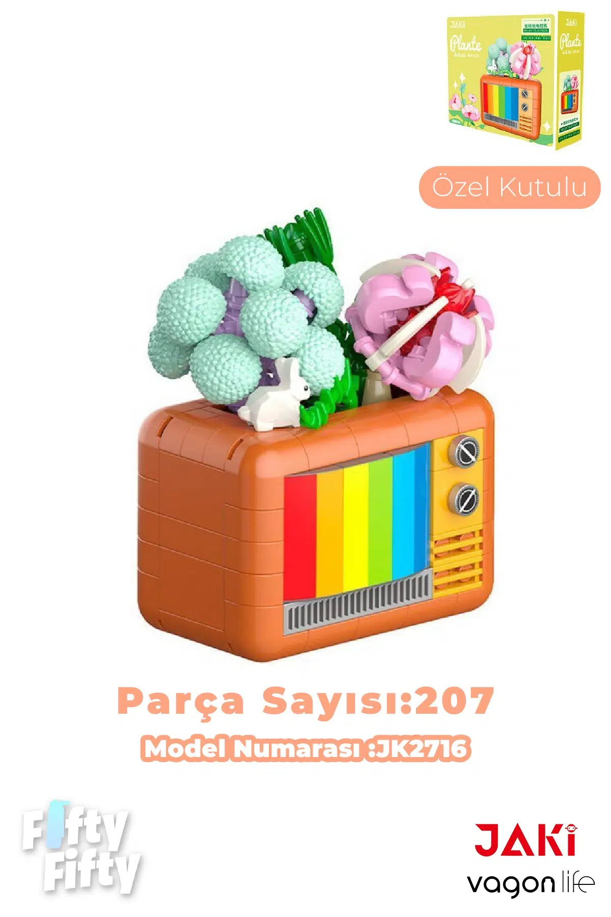 JAKİ Plante Serisi Renkli TV 207 Parça Oyucak Yapım Seti -FFJK2716