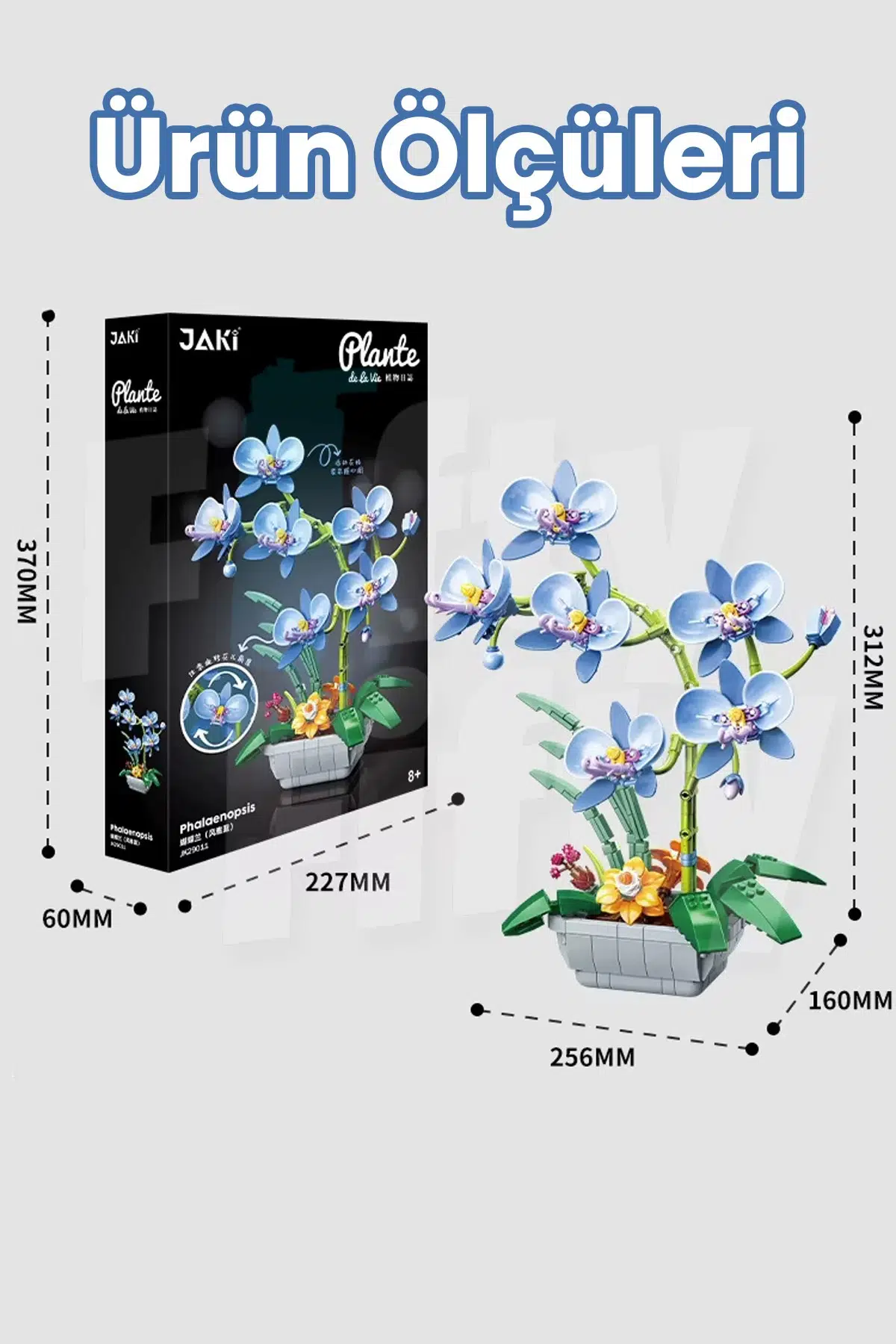 JAKİ Plante Serisi Saksıda Mavi Orkide 581 Parça Oyucak Yapım Seti -FFJK29011