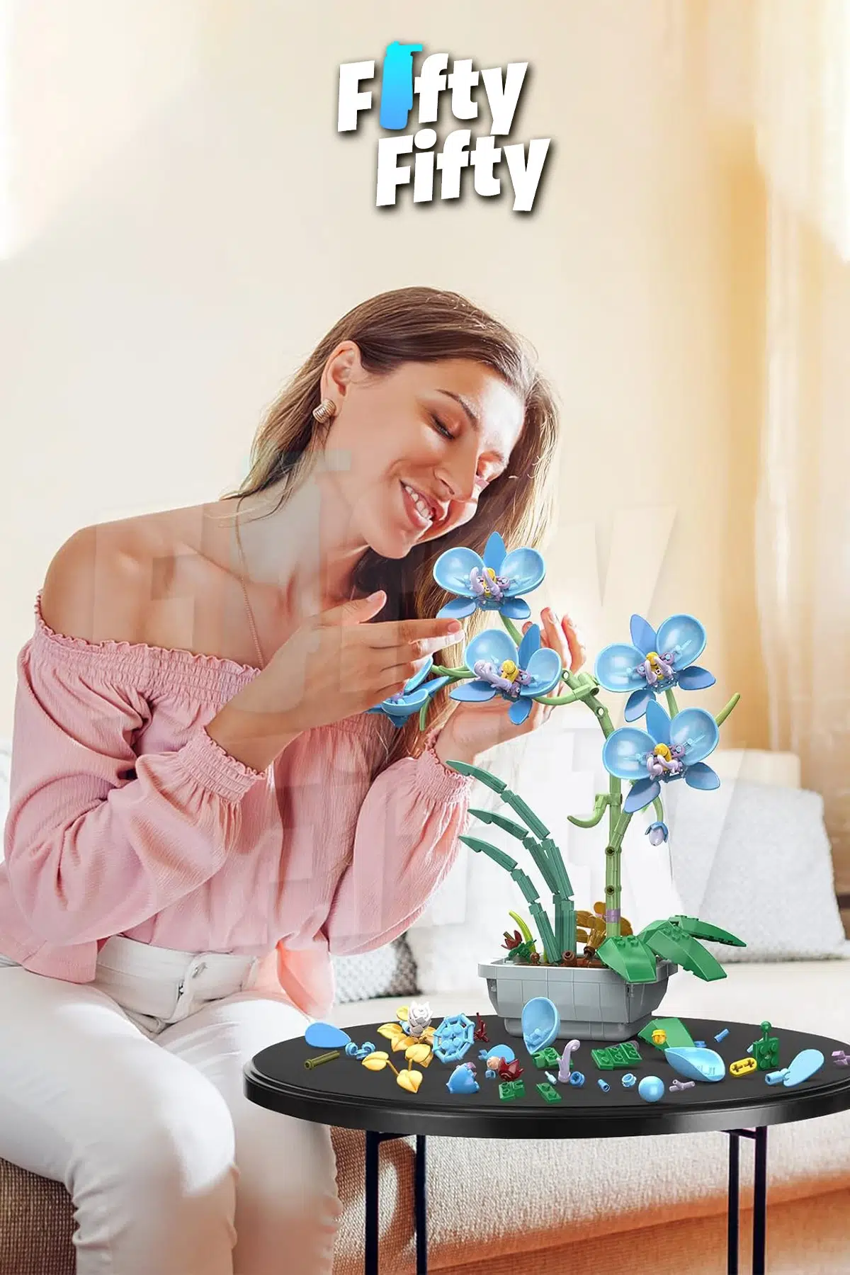 JAKİ Plante Serisi Saksıda Mavi Orkide 581 Parça Oyucak Yapım Seti -FFJK29011