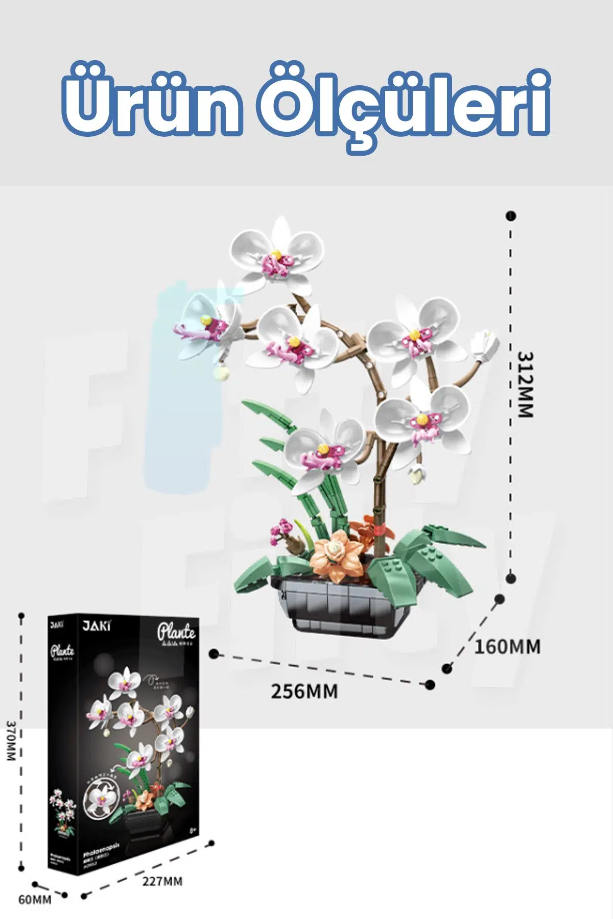 JAKİ Plante Serisi Saksıda Beyaz Orkide 581 Parça Oyucak Yapım Seti -FFJK29012