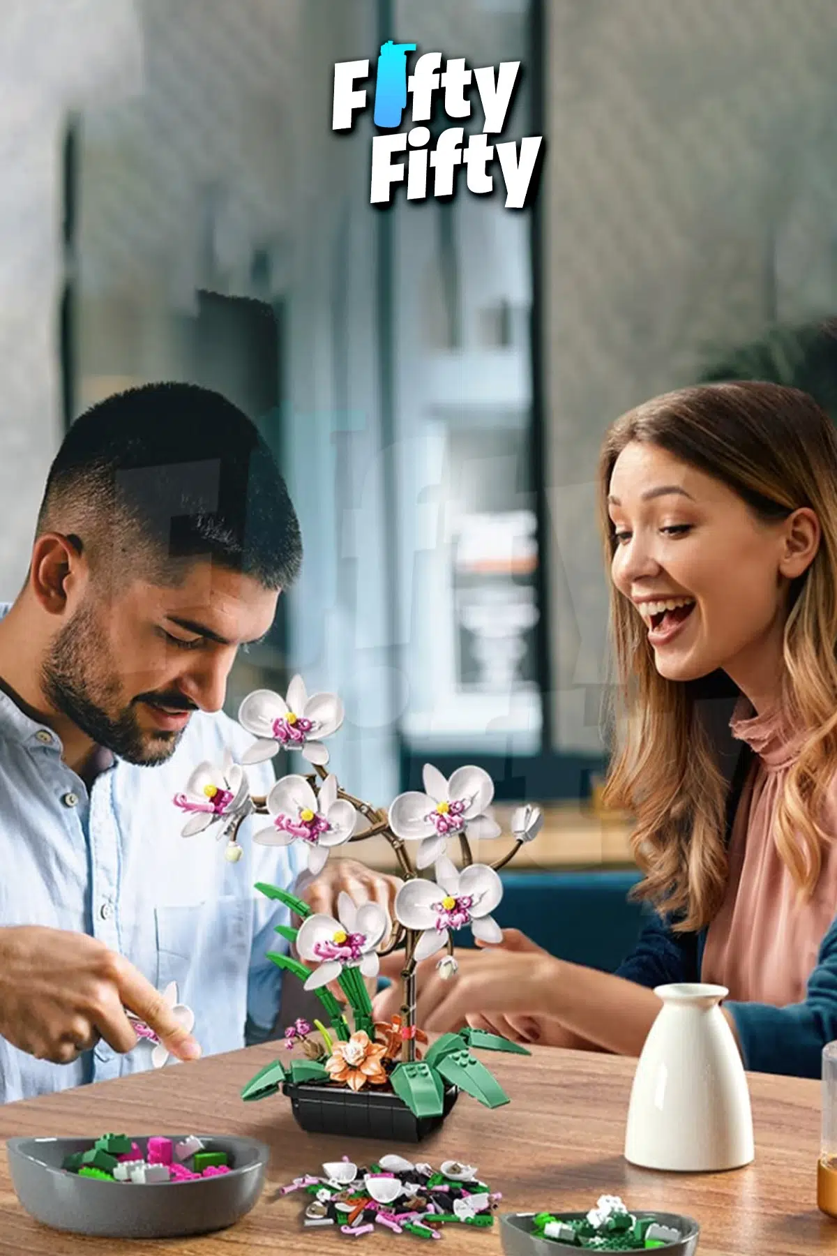 JAKİ Plante Serisi Saksıda Beyaz Orkide 581 Parça Oyucak Yapım Seti -FFJK29012