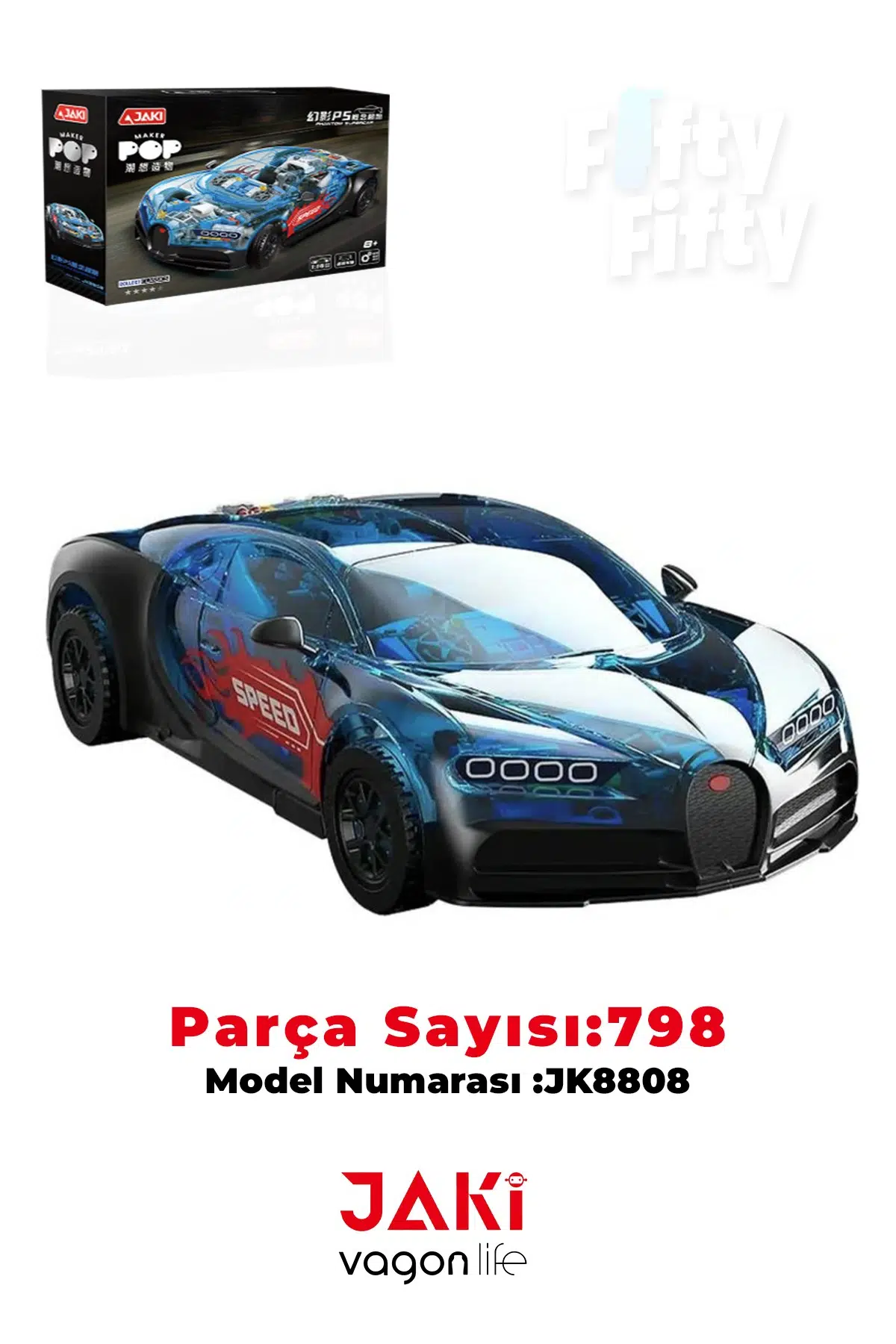 JAKİ MEKANİK BUGATTİ MODELİ 798 Parça Oyucak Yapım Seti -FFJK8808