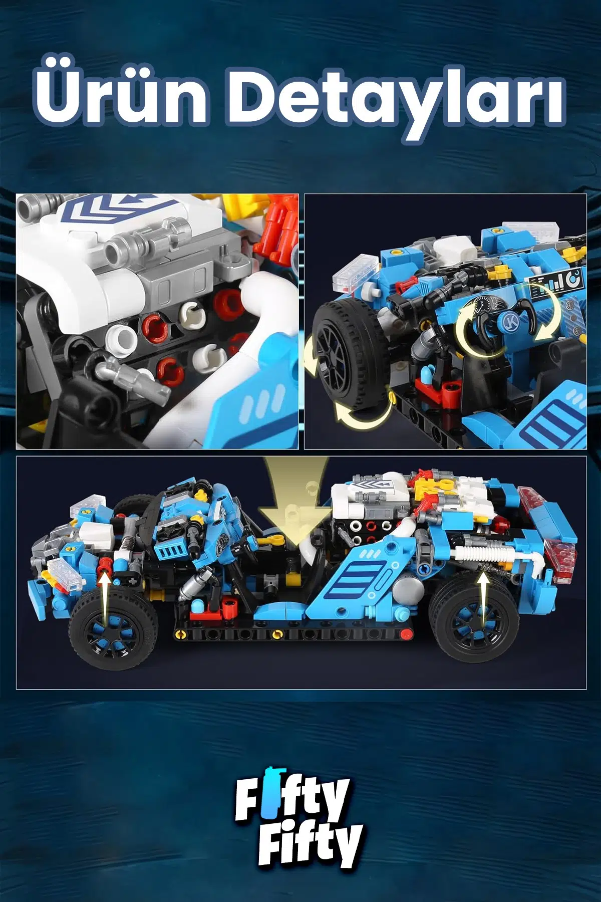 JAKİ MEKANİK BUGATTİ MODELİ 798 Parça Oyucak Yapım Seti -FFJK8808