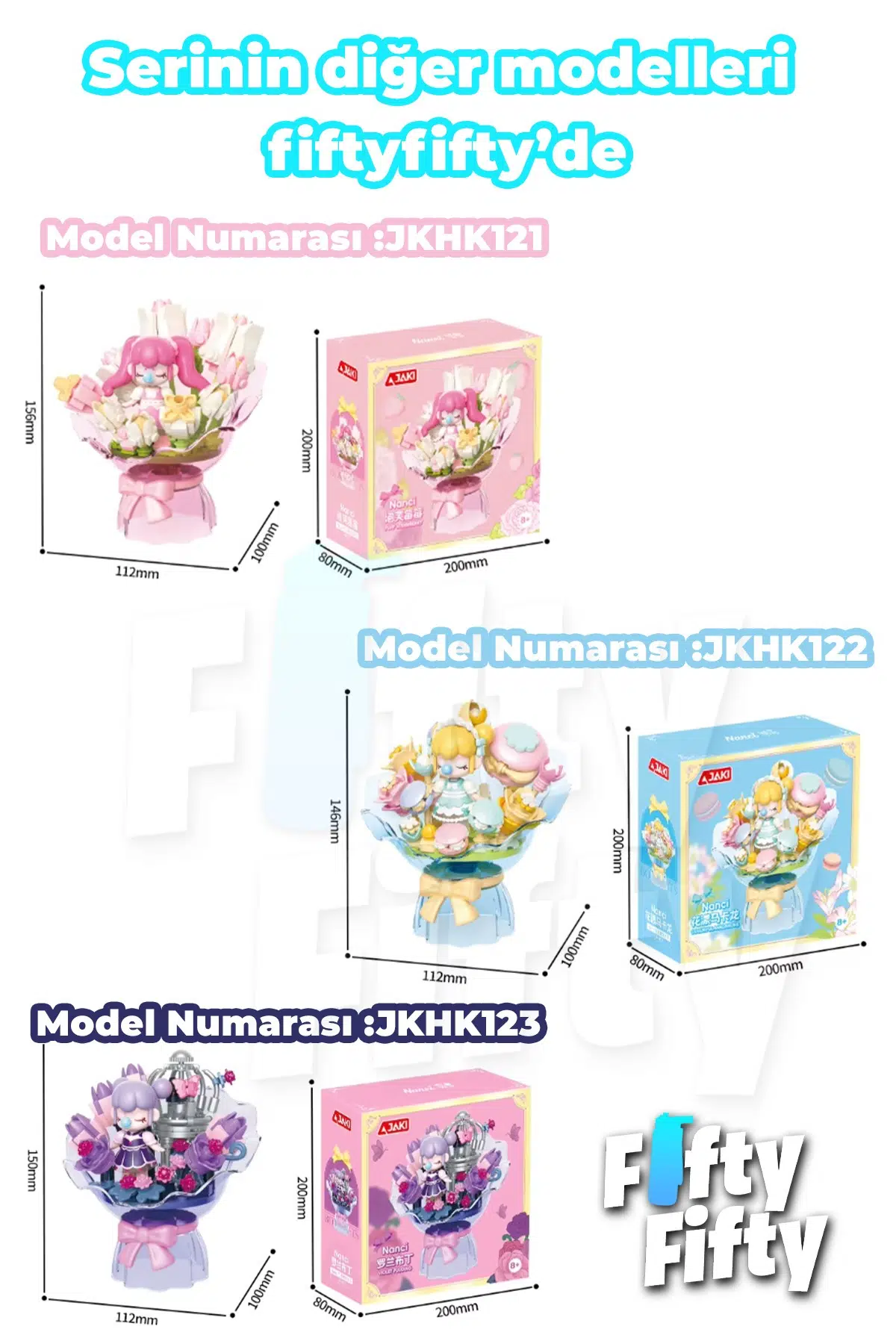 JAKİ Nanci Serisi Çiçek Buketi 187 Parça Oyuncak Yapım Seti -FFHK121