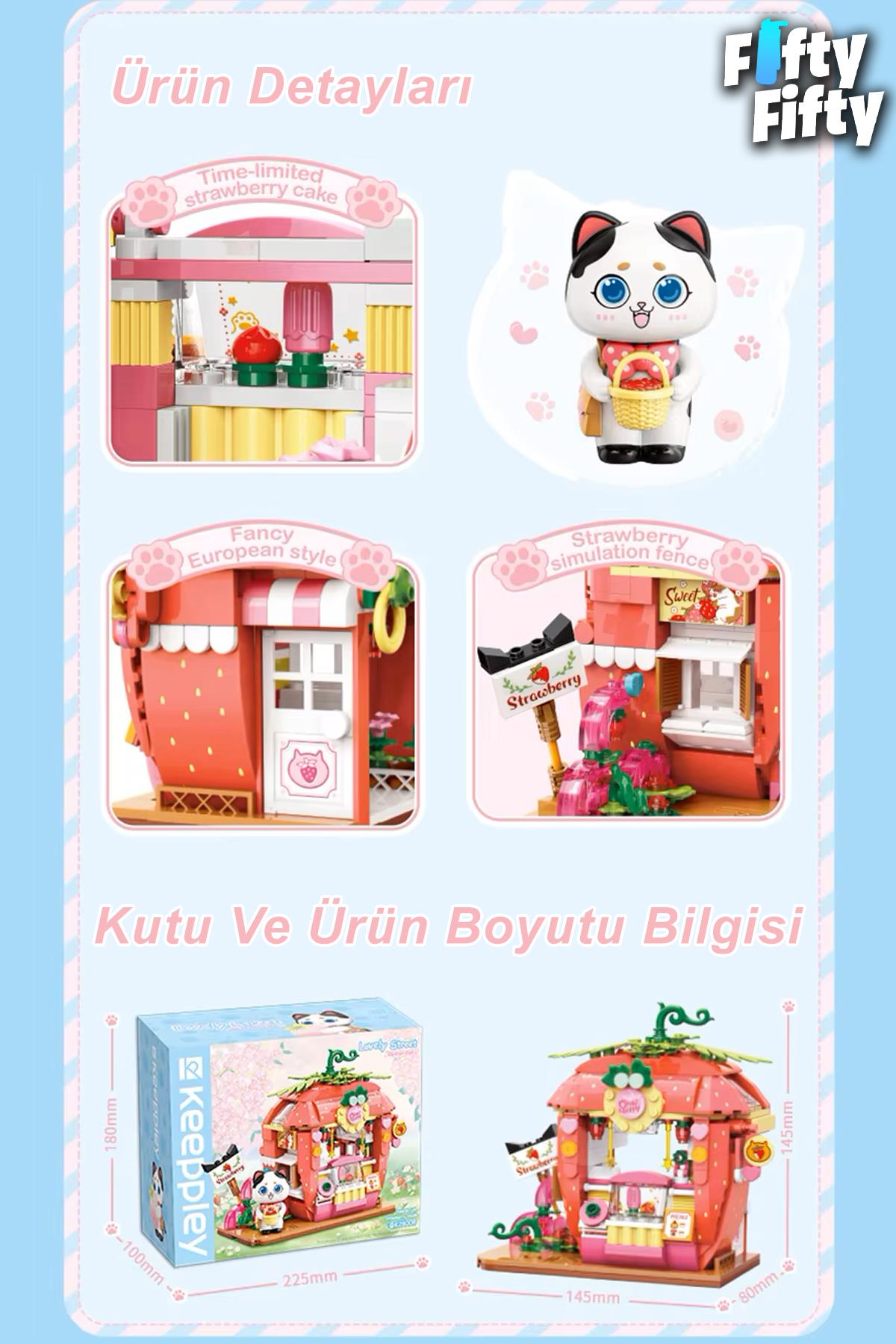 Keeppley Lovely Street/sevimli Sokak Serisi Çilek Dükkanı (350 Parça) Oyuncak Yapım Seti FFK-28022