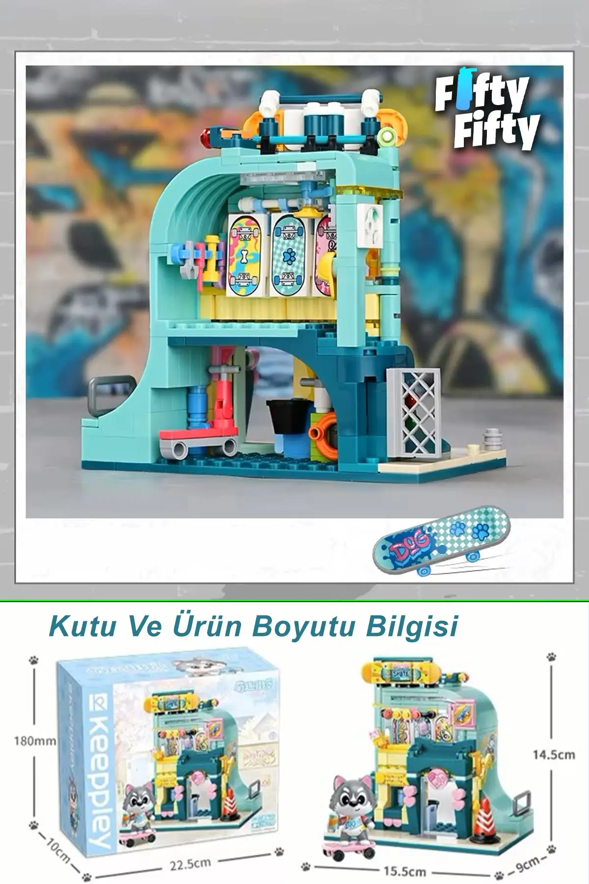 Keeppley Lovely Street/sevimli Sokak Serisi Kaykay Dükkanı (343 Parça) Oyuncak Yapım Seti FFK-28009