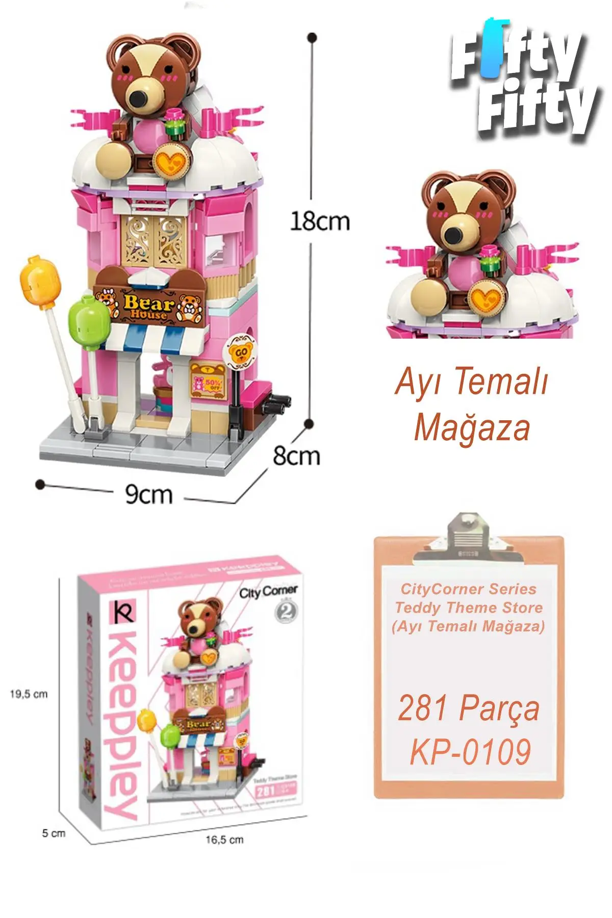 Keeppley City Corner/şehir Köşesi Serisi Ayı Temalı Mağaza (281 Parça) Oyuncak Yapım Seti FFK-0109
