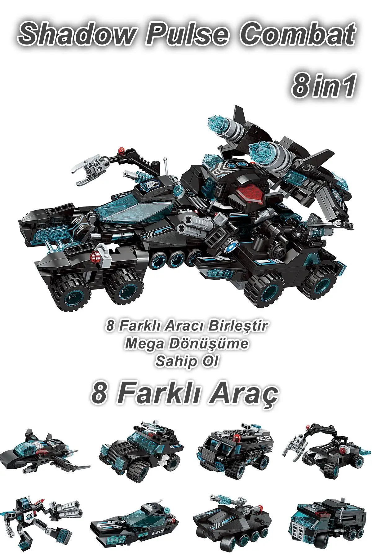 Qman Keeppley 8 In 1 Shadow Pulse Combat -8 Farklı Araç Içerir- Oyuncak Yapım SETI-1413