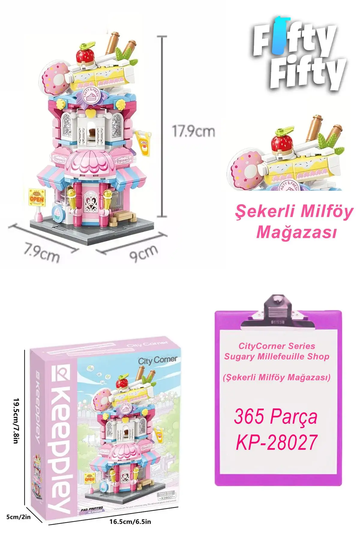 Keeppley City Corner/şehir Şekerli Milföy Mağazası (365 Parça) Oyuncak Yapım Seti 28027