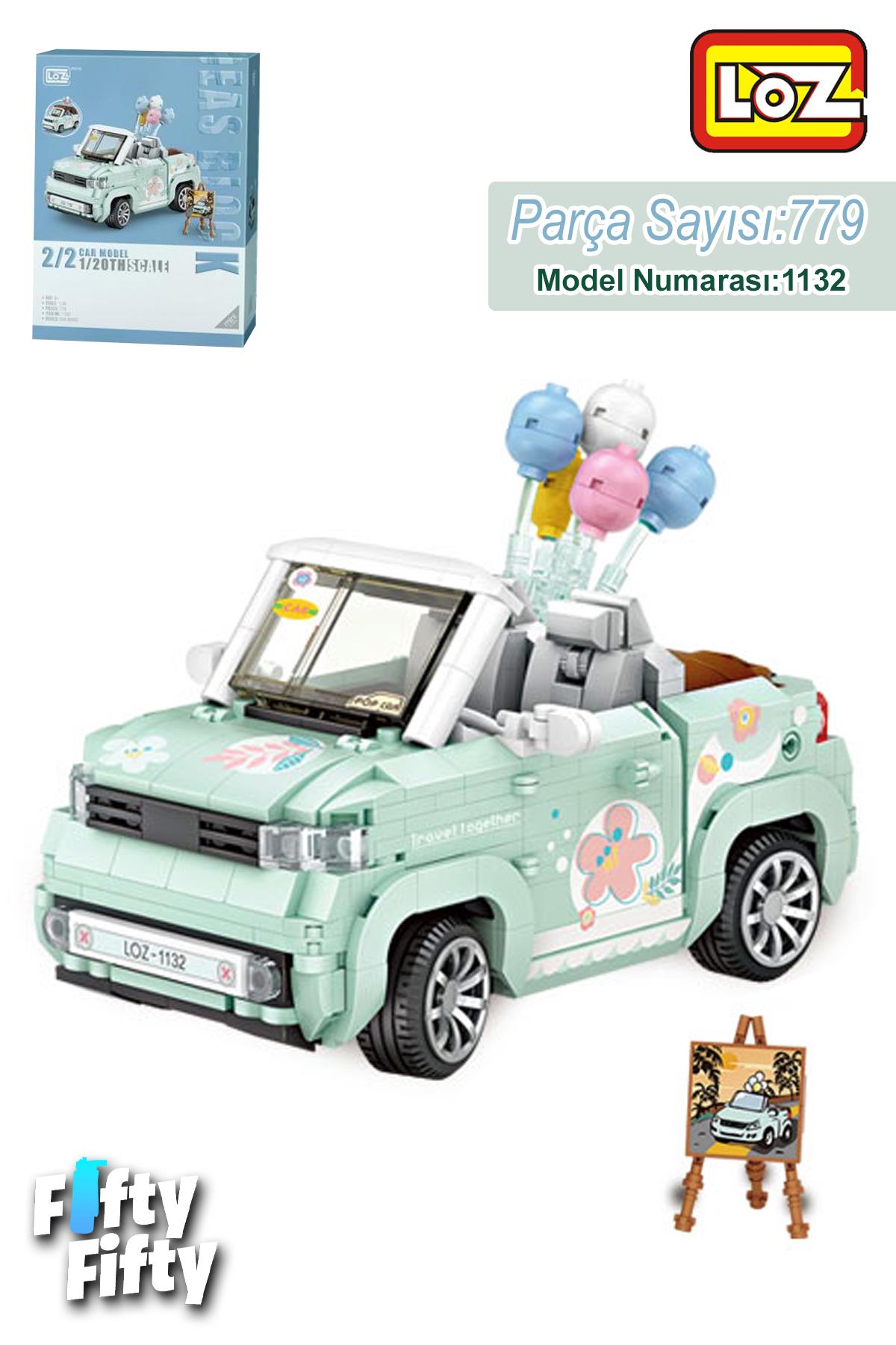 LOZ Car Model Serisi Turkuaz Cabrio Araba 779 Parça Oyuncak Yapım Seti FFLZ-1132