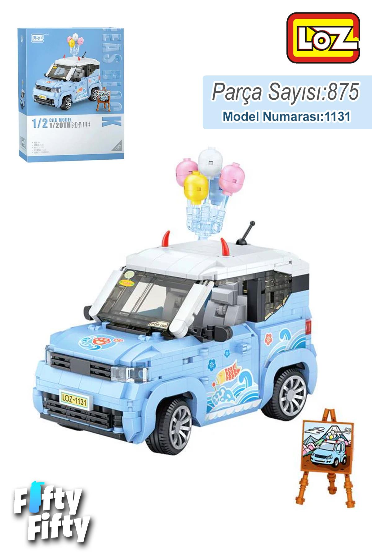 LOZ Car Model Serisi Mavi Araba 875 Parça Oyuncak Yapım Seti FFLZ-1131