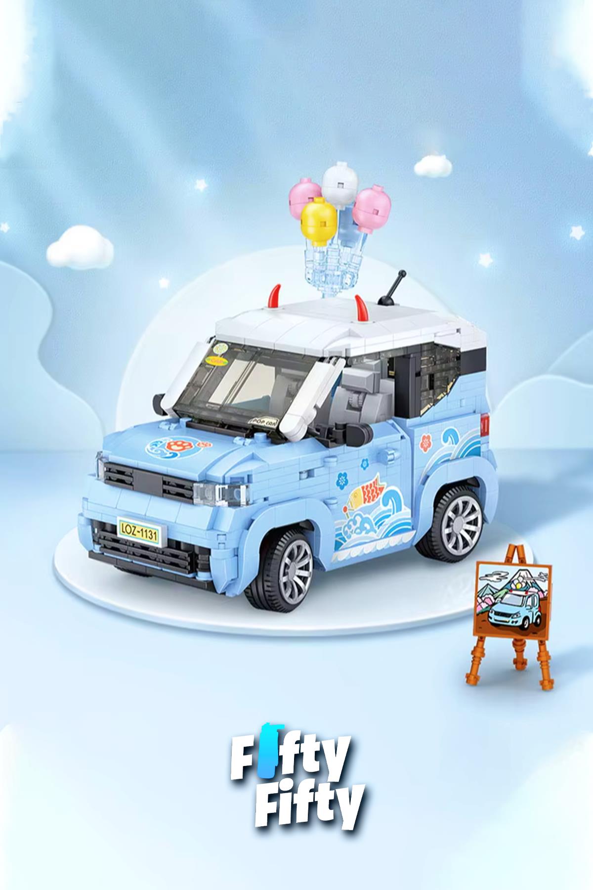 LOZ Car Model Serisi Mavi Araba 875 Parça Oyuncak Yapım Seti FFLZ-1131