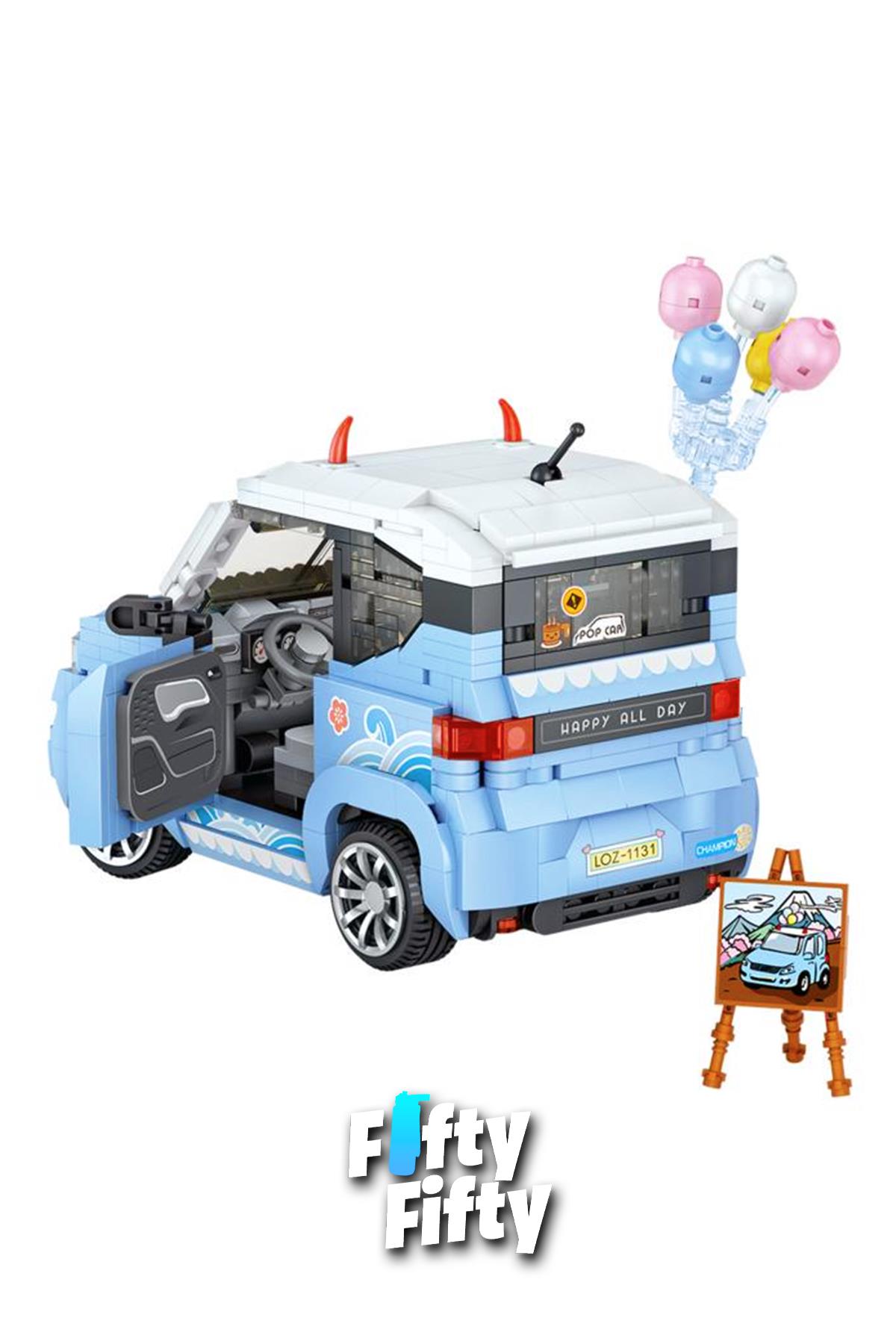 LOZ Car Model Serisi Mavi Araba 875 Parça Oyuncak Yapım Seti FFLZ-1131