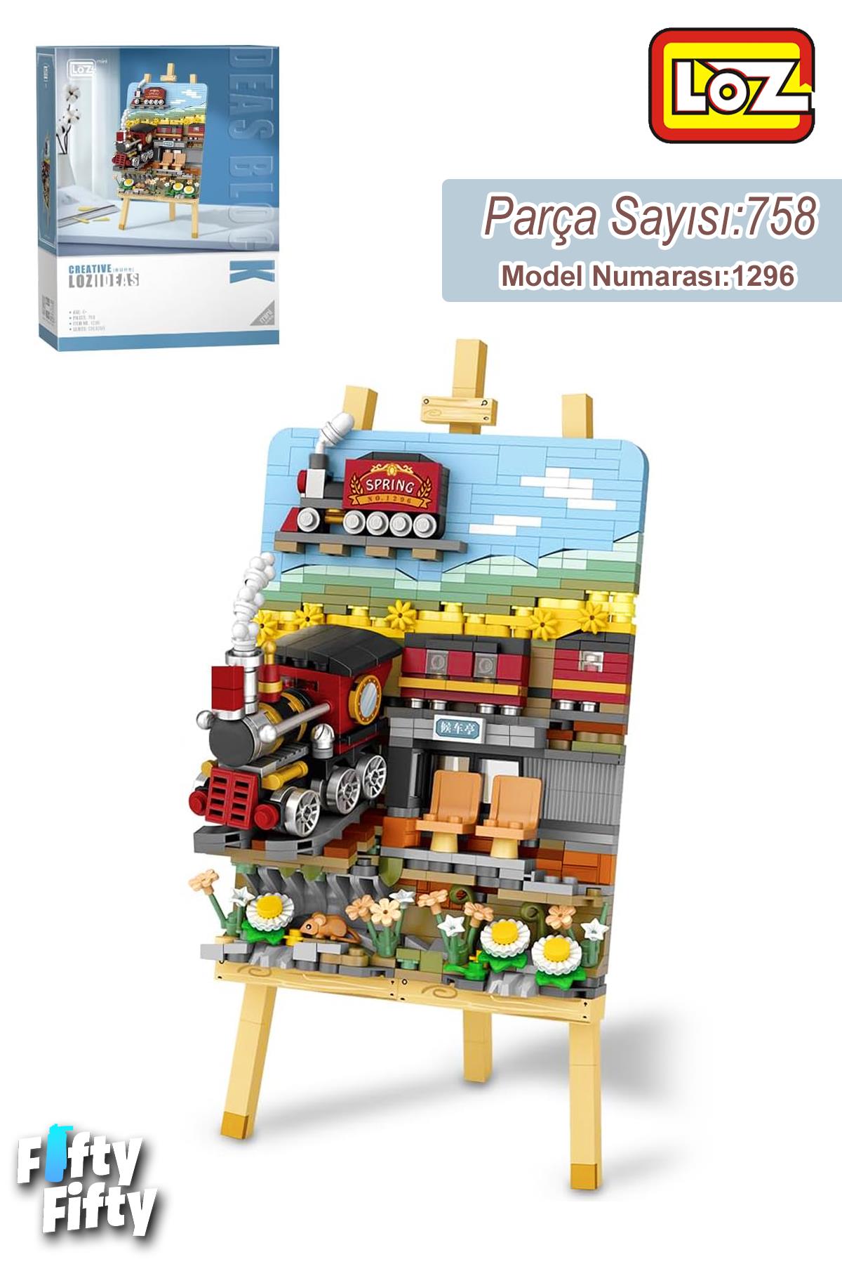 LOZ Creative Serisi Tren Tablosu 758 Parça Oyuncak Yapım Seti FFLZ-1296