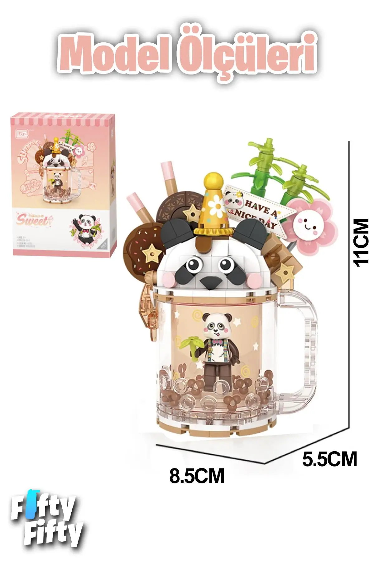 Loz Creative Serisi Panda Figürlü Bardak Modeli 297 Parça Oyuncak Yapım Seti FFLZ-4206