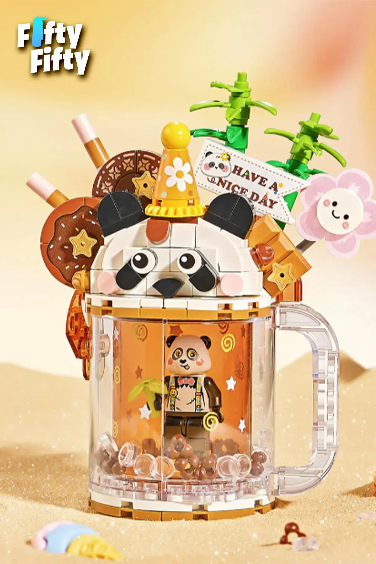 Loz Creative Serisi Panda Figürlü Bardak Modeli 297 Parça Oyuncak Yapım Seti FFLZ-4206