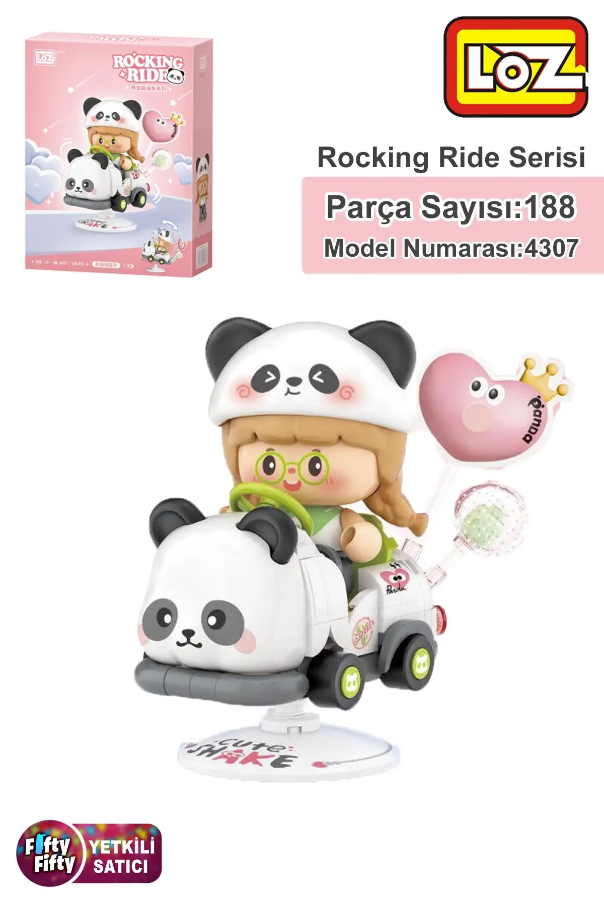 Loz Creative Serisi Sallanan Siyah Beyaz Panda Modeli 188 Parça Oyuncak Yapım Seti FFLZ-4307