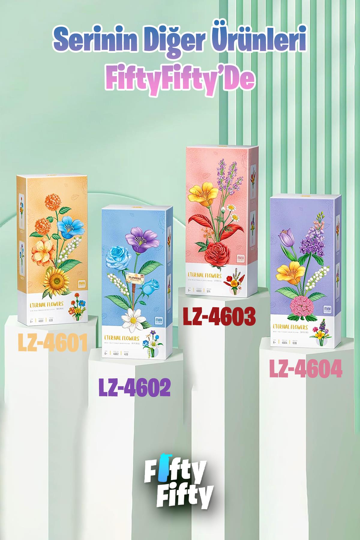 Loz Dekoratif ve Koleksiyonluk Çiçek Buketi 488 Parça Çiçek Modeli Yapım Seti FFLZ-4602