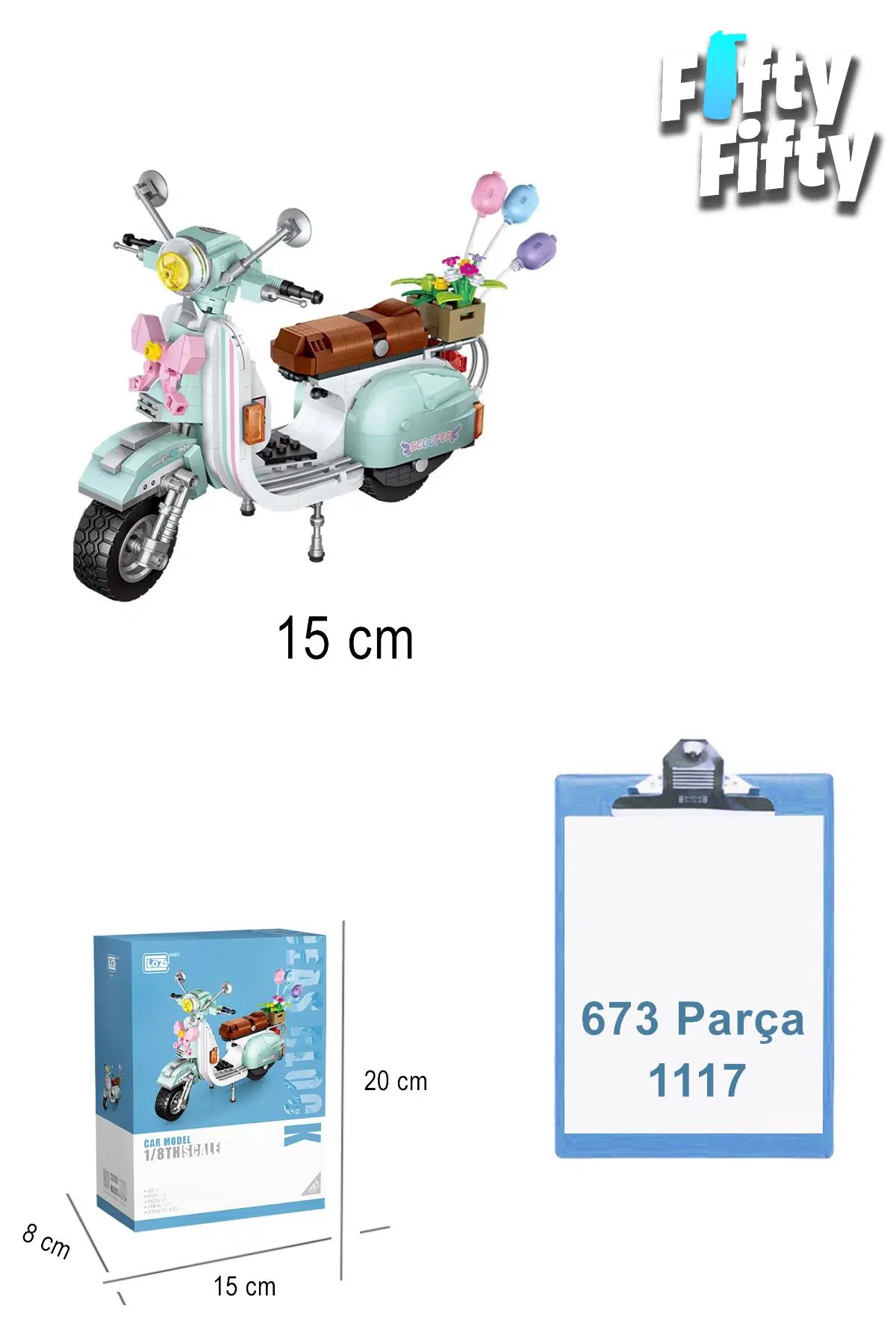 Loz Car Model Serisi/ Turkuaz Motor -LZ1117 (673 Parça) Oyuncak Yapım Seti