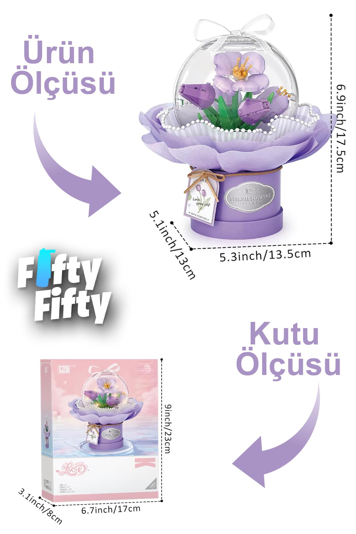 Loz Ledli Mor Dekoratif ve Koleksiyonluk Çiçek Buketi 272 Parça Çiçek Modeli Yapım Seti FFLZ-1297