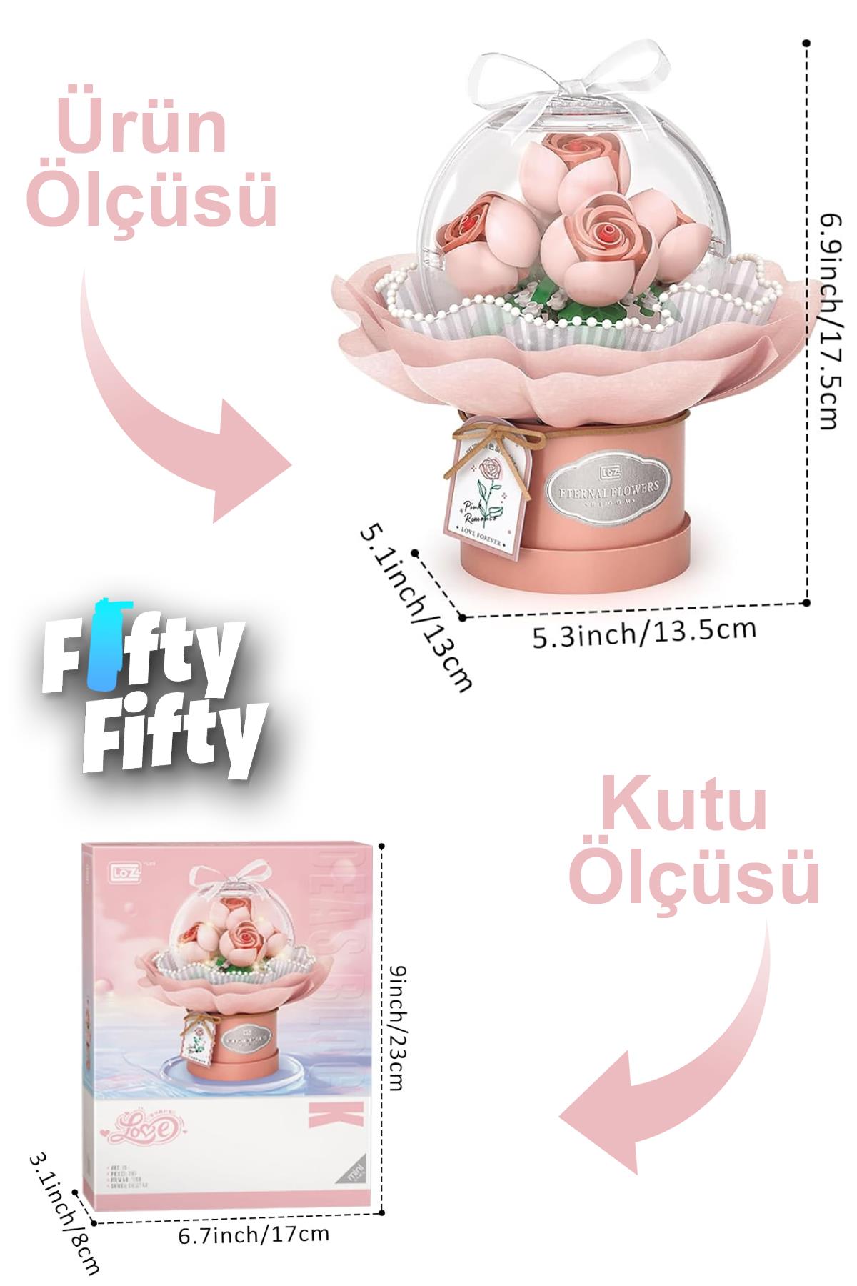 Loz Ledli Pembe Dekoratif ve Koleksiyonluk Çiçek Buketi 285 Parça Çiçek Modeli Yapım Seti FFLZ-1298