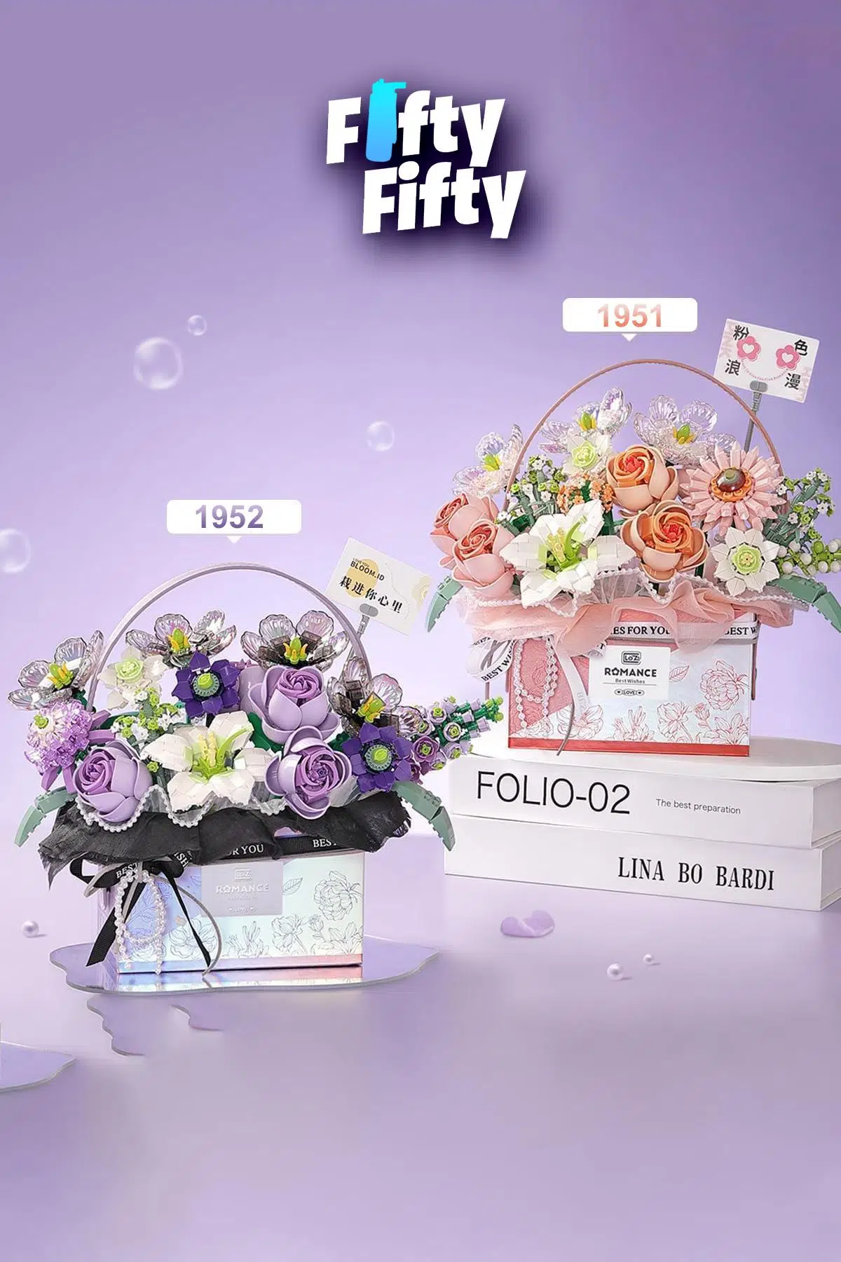 Loz Ledli Pembe Dekoratif ve Koleksiyonluk Çiçek Buketi 1212 Parça Çiçek Modeli Yapım Seti FFLZ-1951