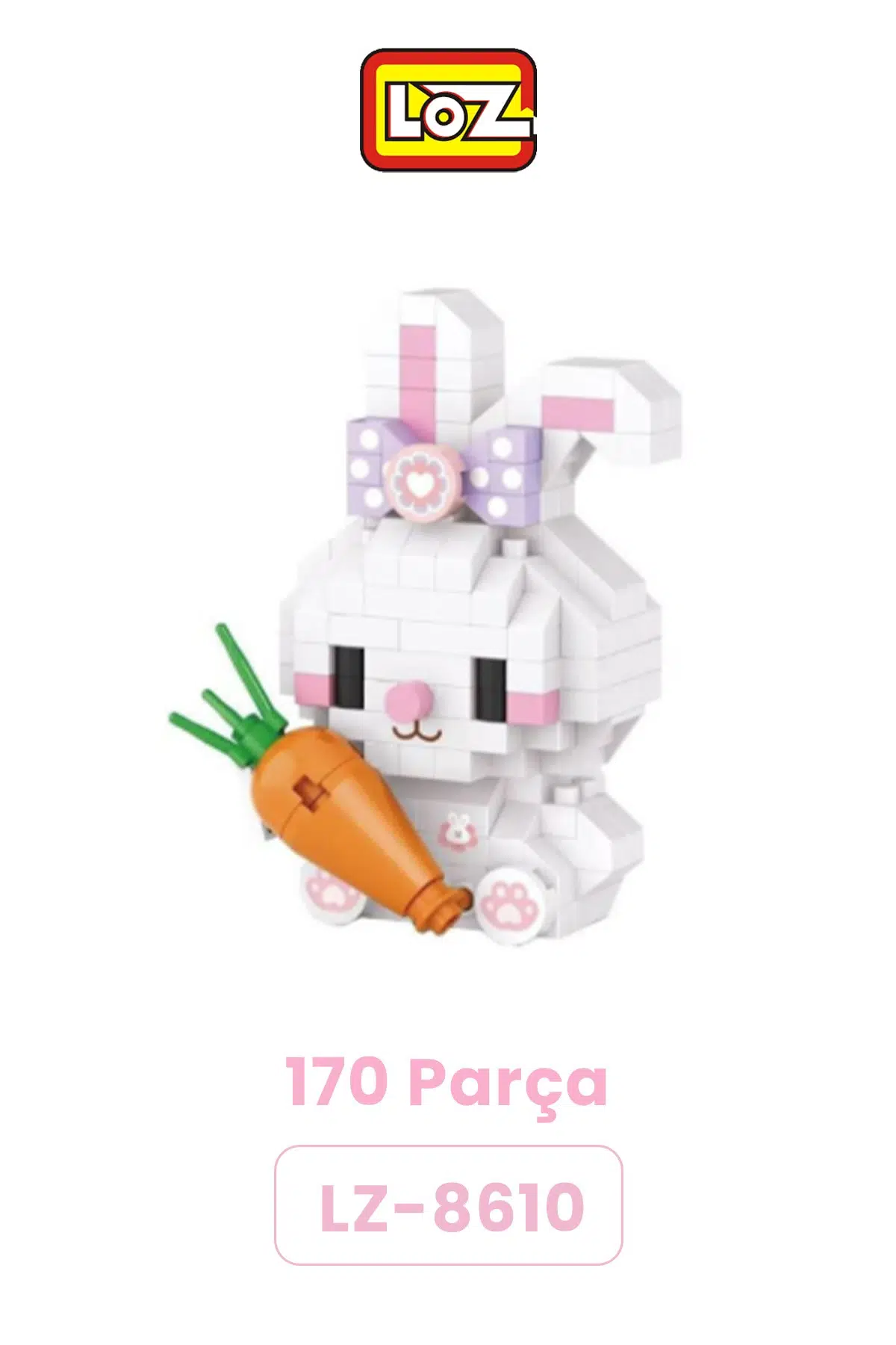 Loz Micro Block 2'li Panda Tavşan Figürü 2 Farklı Model Dekoratif Oyuncak Yapım Seti Yapı Blok Seti