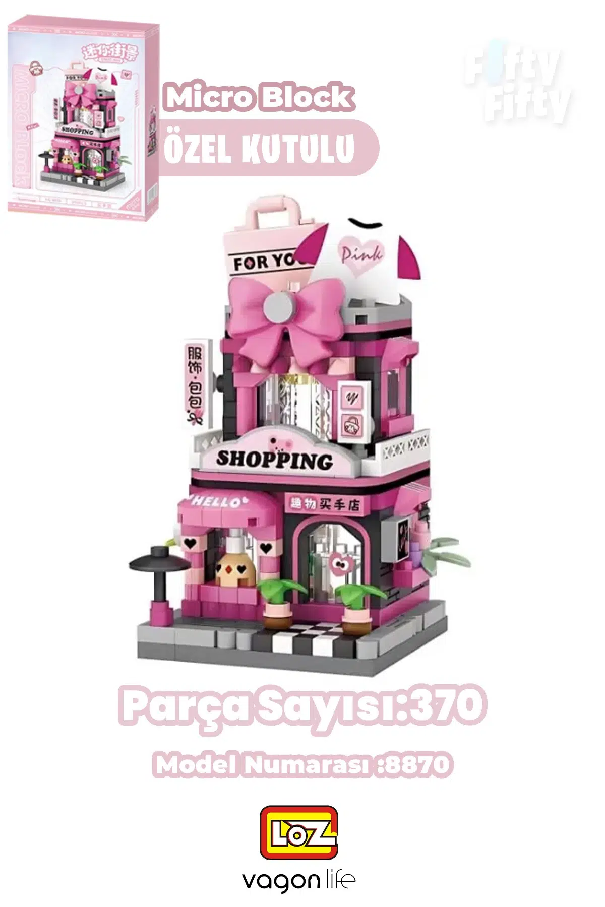 Loz Micro Block Serisi Alışveriş Dükkanı 370 Parça Dekoratif Oyuncak Yapım Seti Yapı Blok FFLZ-8870