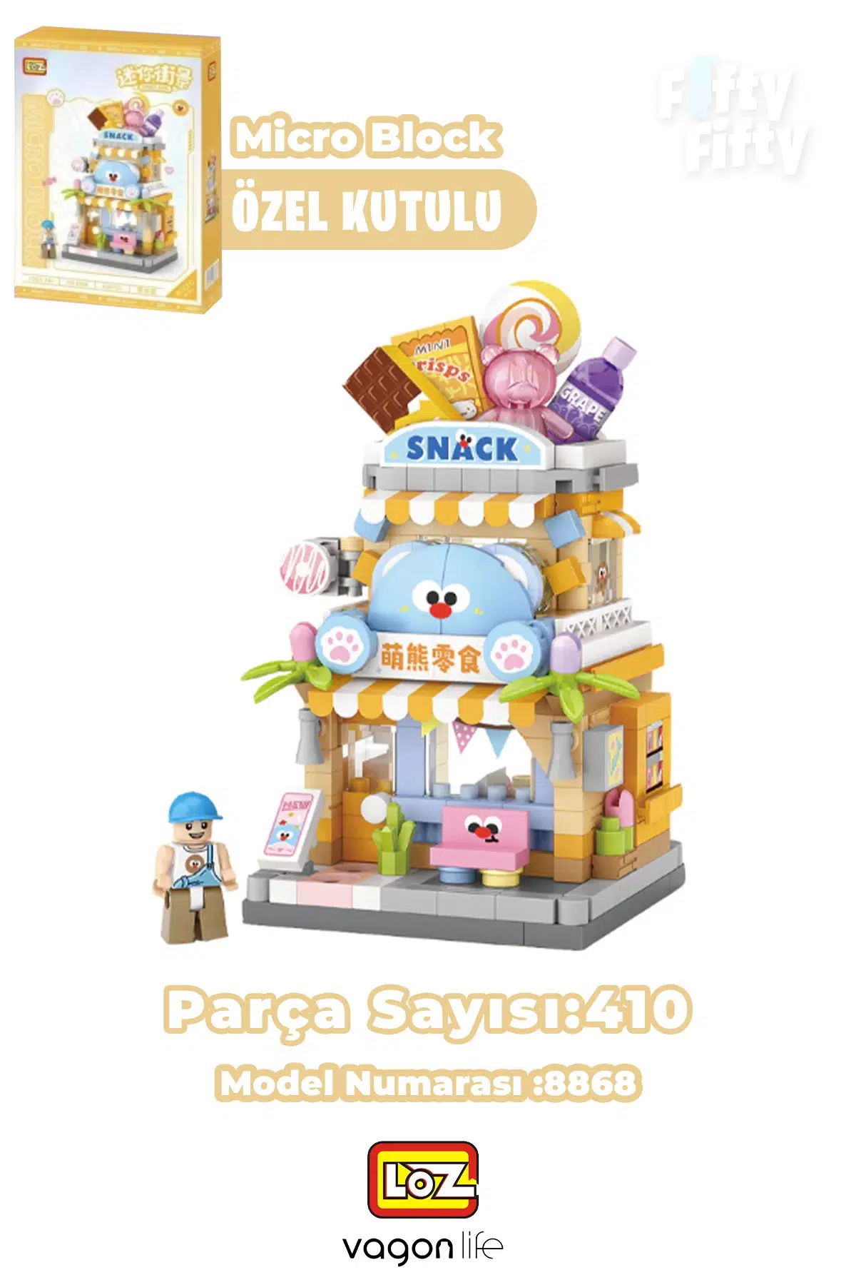 Loz Micro Block Serisi Atıştırmalık Dükkanı 410 Parça Dekoratif Oyuncak Yapım Seti Yapı Blok LZ-8868
