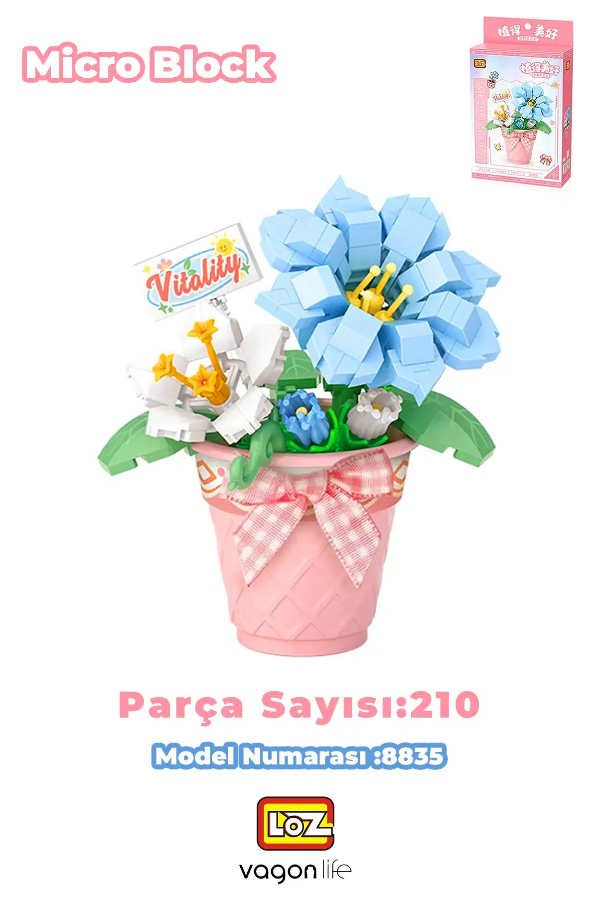 LOZ Micro Block Serisi Çiçek Buketi Saksılı Zambak Figürü 210 Parça Oyuncak Yapım Seti FFLZ-8835