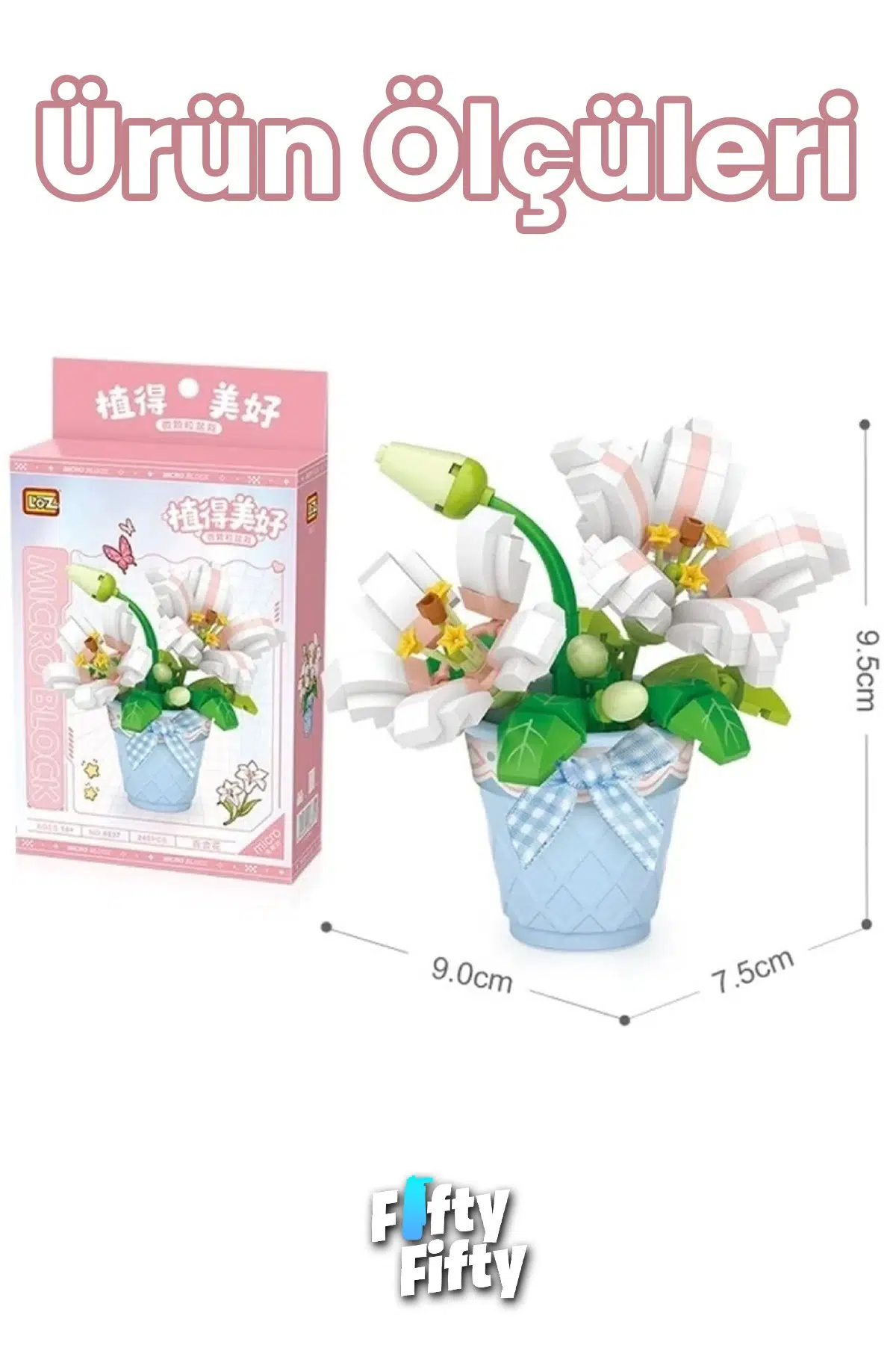 LOZ Micro Block Serisi Çiçek Buketi Saksılı Zambak Figürü 240 Parça Oyuncak Yapım Seti FFLZ-8837