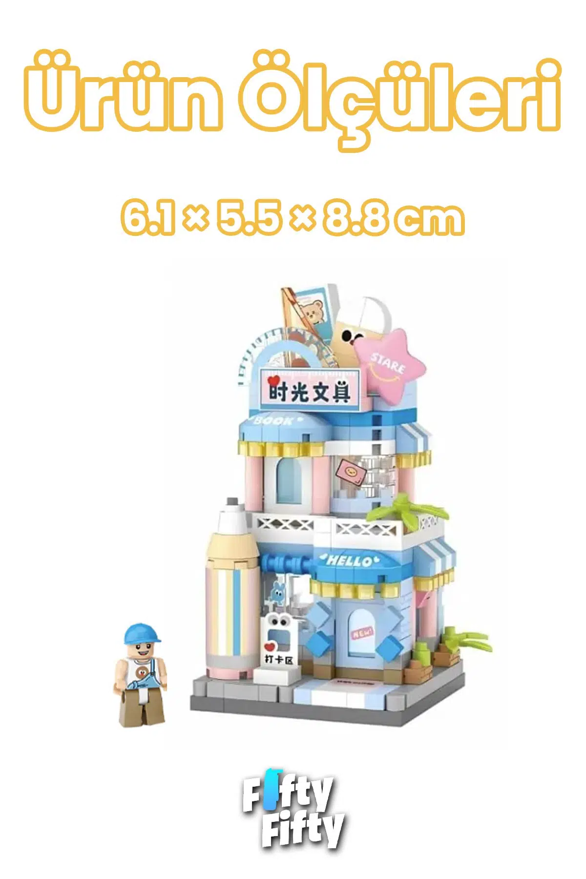 Loz Micro Block Serisi Kırtasiye Dükkanı 370 Parça Dekoratif Oyuncak Yapım Seti Yapı Blok FFLZ-8869