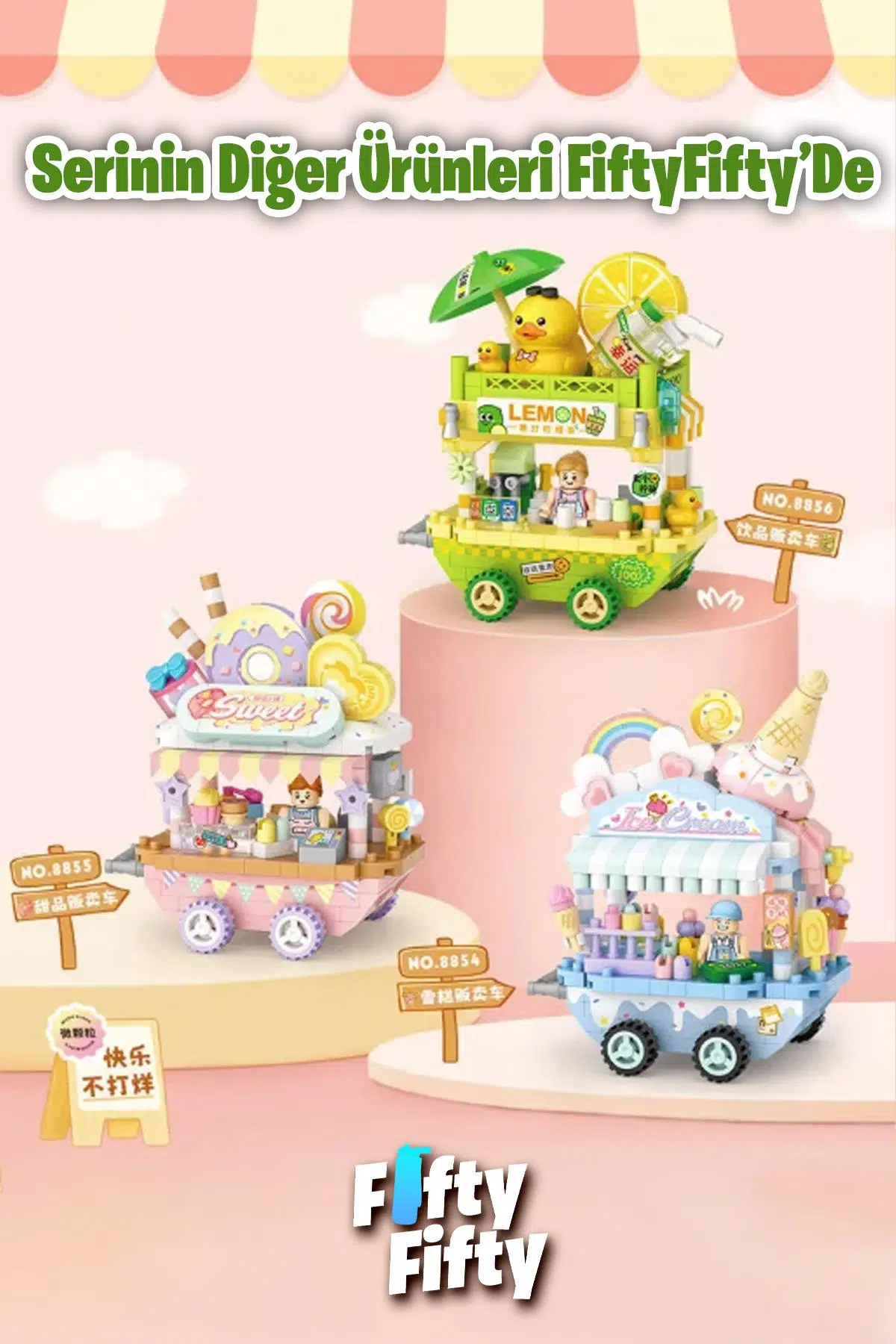 Loz Micro Block Serisi Limonata Arabası 310 Parça Oyuncak Yapım Seti FFLZ-8856