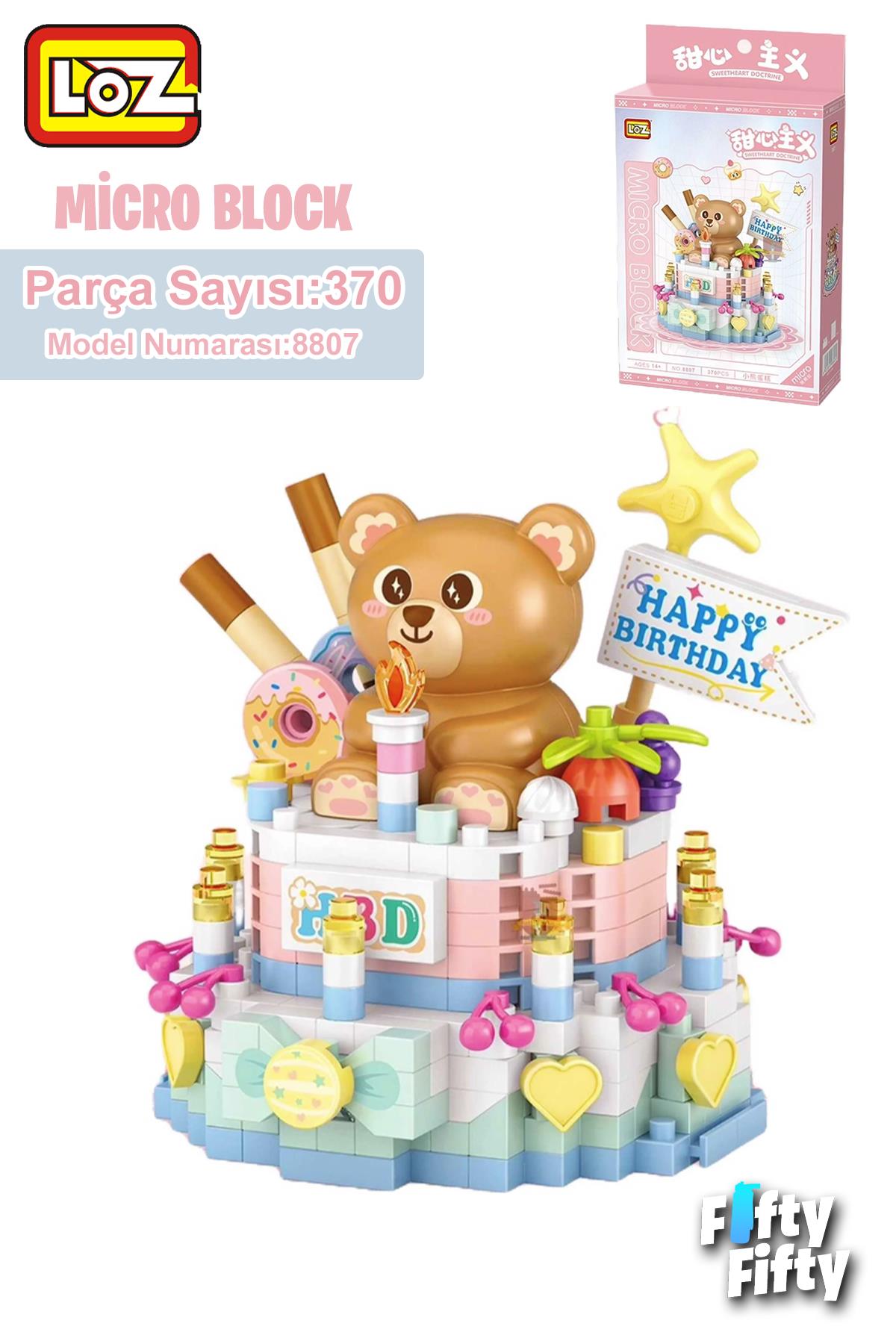 LOZ Micro Block Serisi Sevimli Pasta 370 Parça Oyuncak Yapım Seti FFLZ-8807