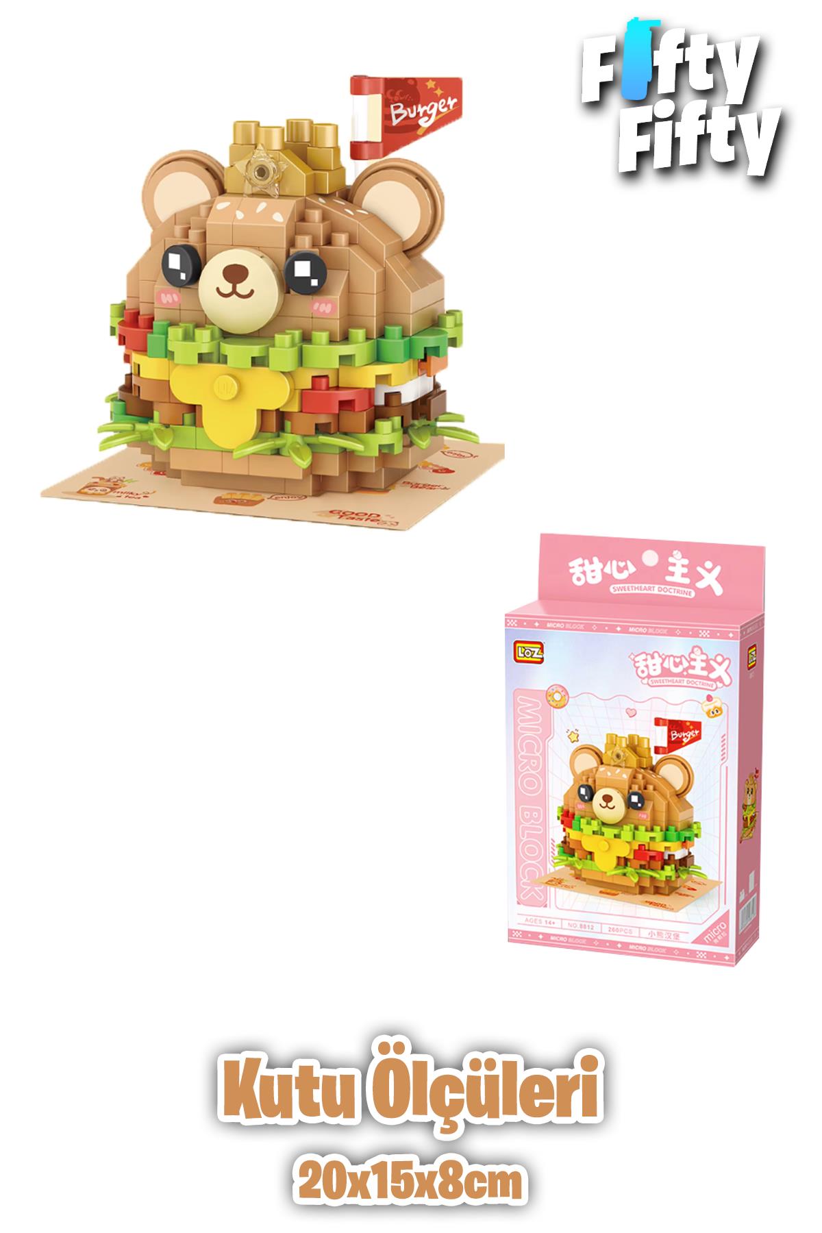 Loz Micro Block Serisi Sevimli Burger 260 Parça Oyuncak Yapım Seti FFLZ-8812