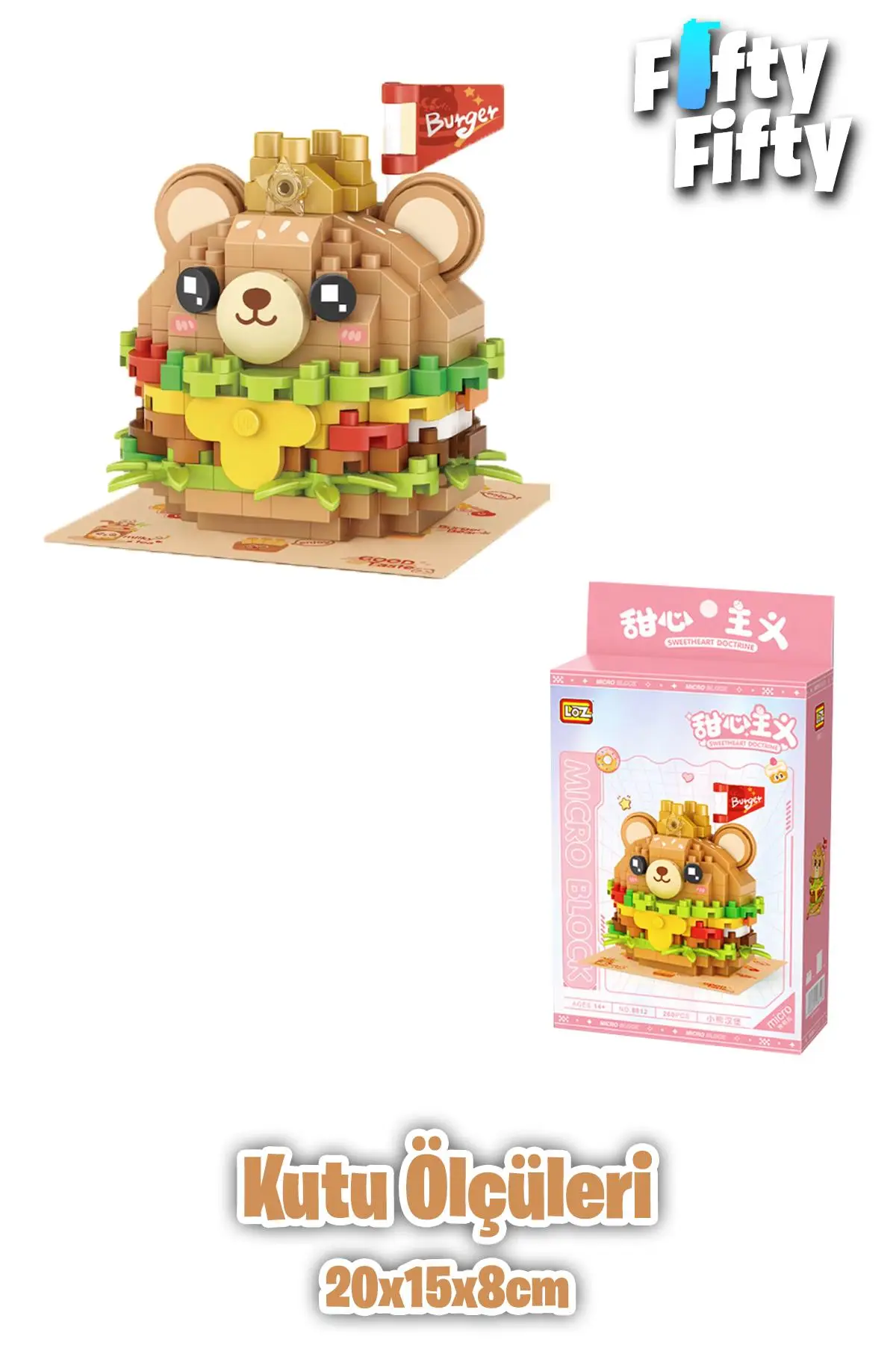Loz Micro Block Serisi Sevimli Burger 260 Parça Oyuncak Yapım Seti FFLZ-8812