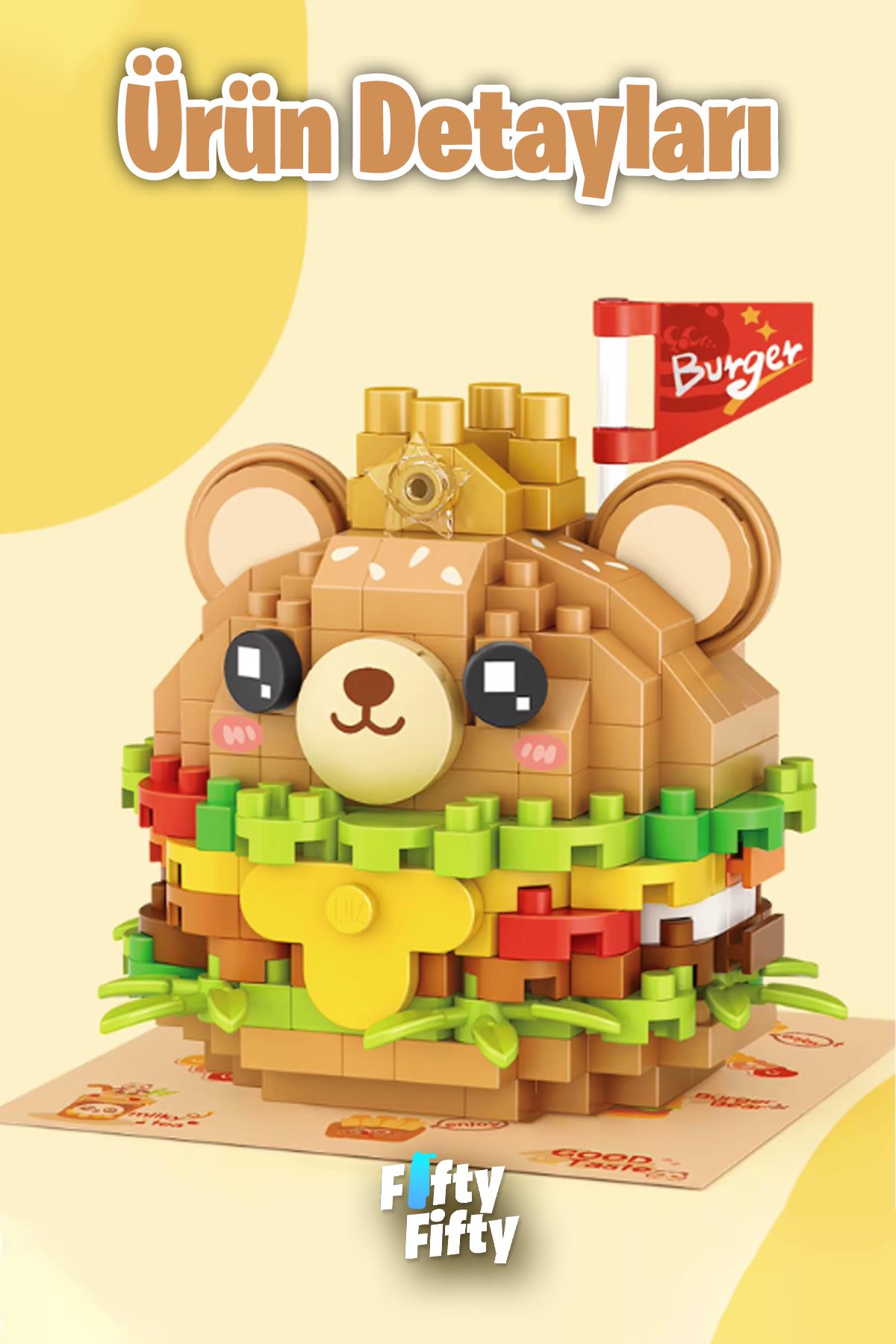 Loz Micro Block Serisi Sevimli Burger 260 Parça Oyuncak Yapım Seti FFLZ-8812