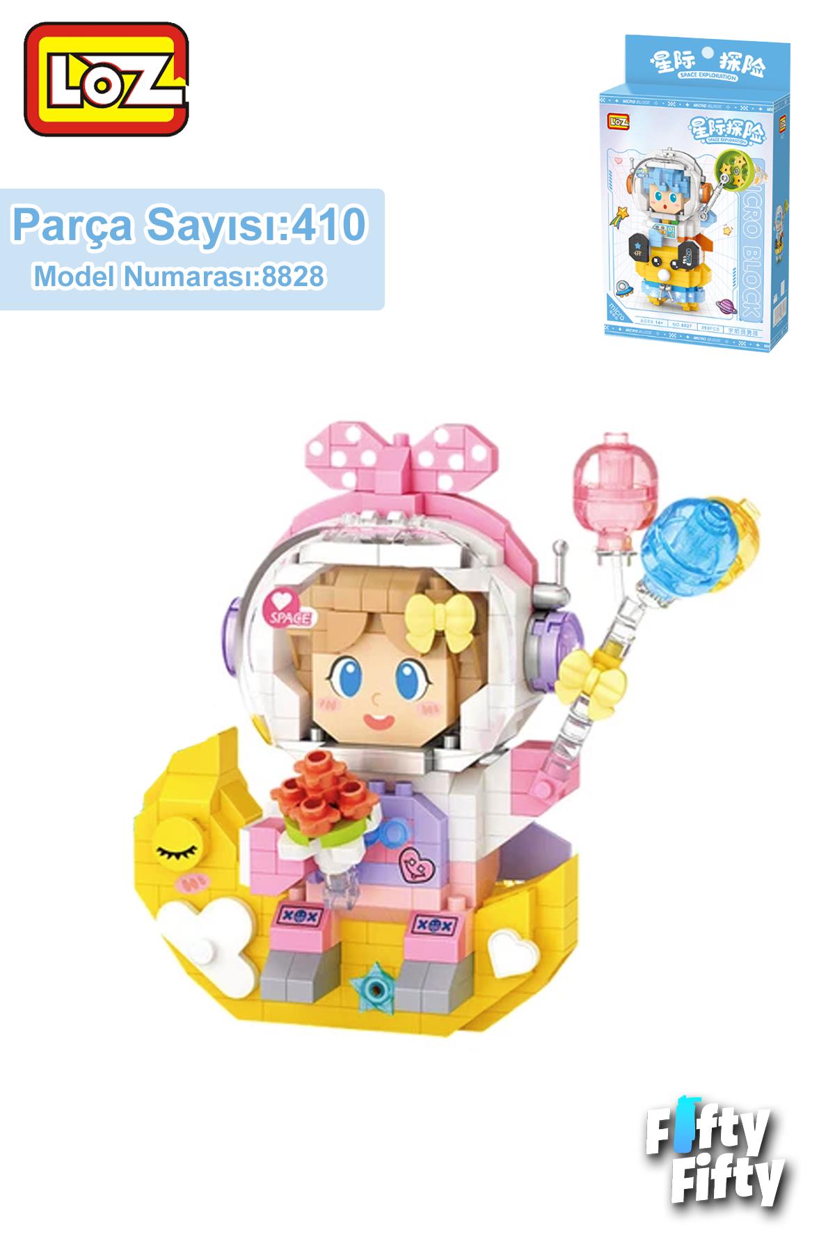 Loz Micro Block Serisi Pembe Astronot 410 Parça Oyuncak Yapım Seti FFLZ-8828
