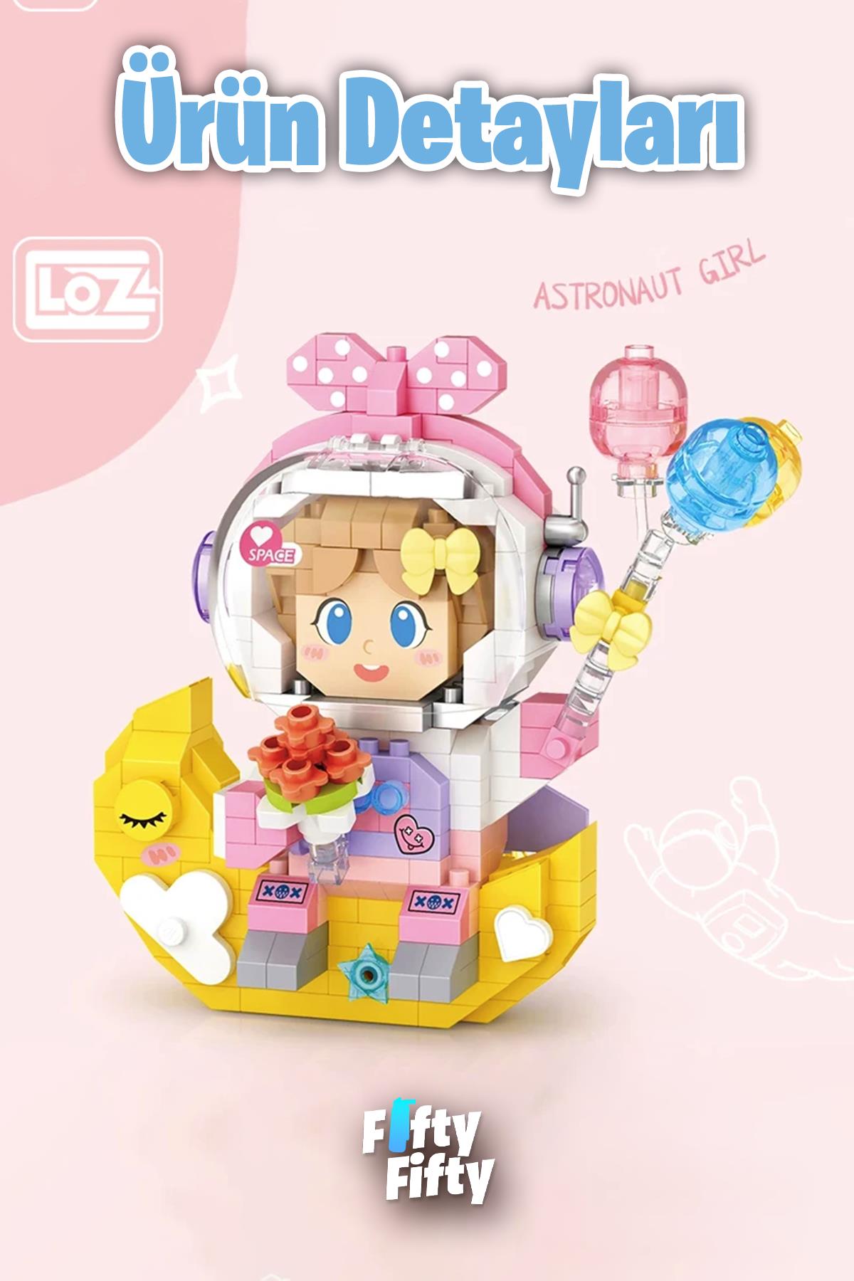 Loz Micro Block Serisi Pembe Astronot 410 Parça Oyuncak Yapım Seti FFLZ-8828