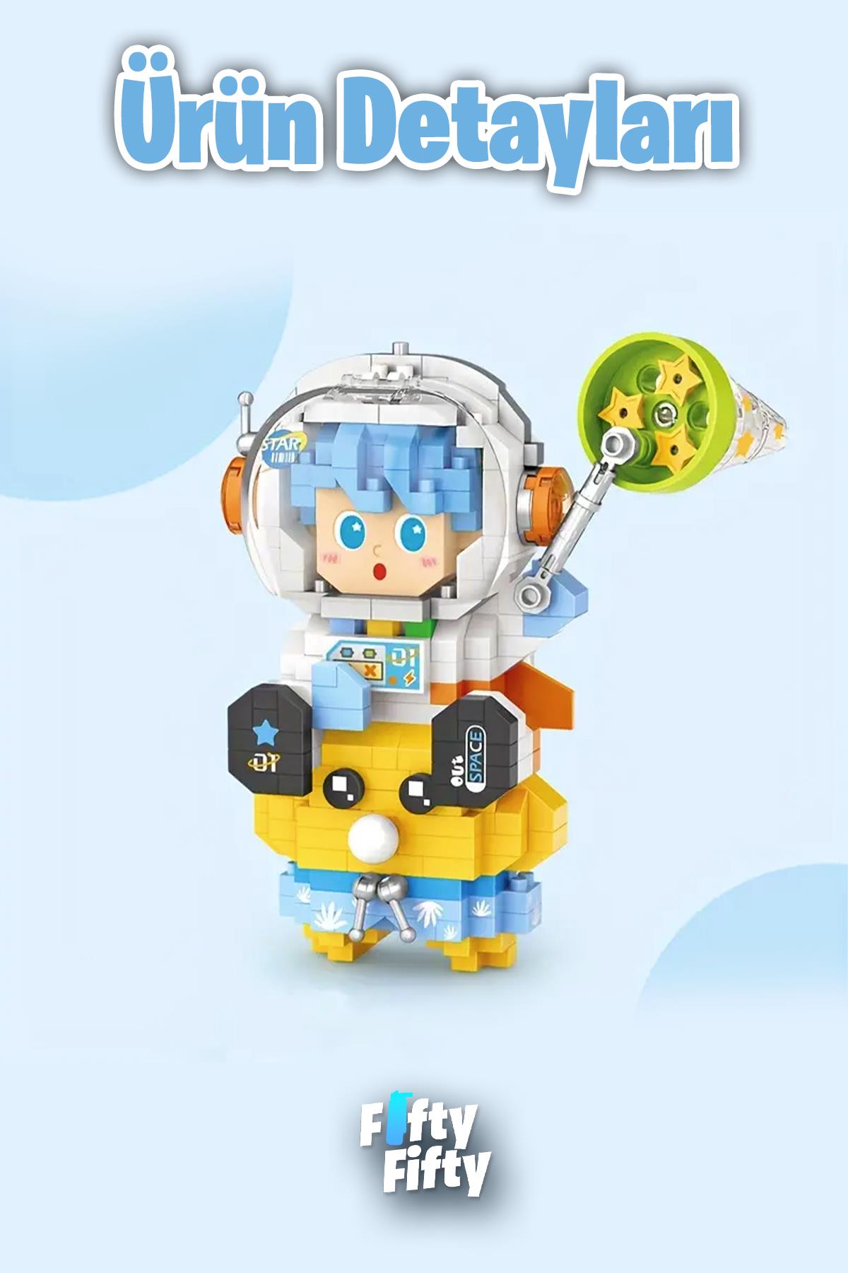 LOZ Micro Block Serisi Mavi Astronot 390 Parça Oyuncak Yapım Seti FFLZ-8827