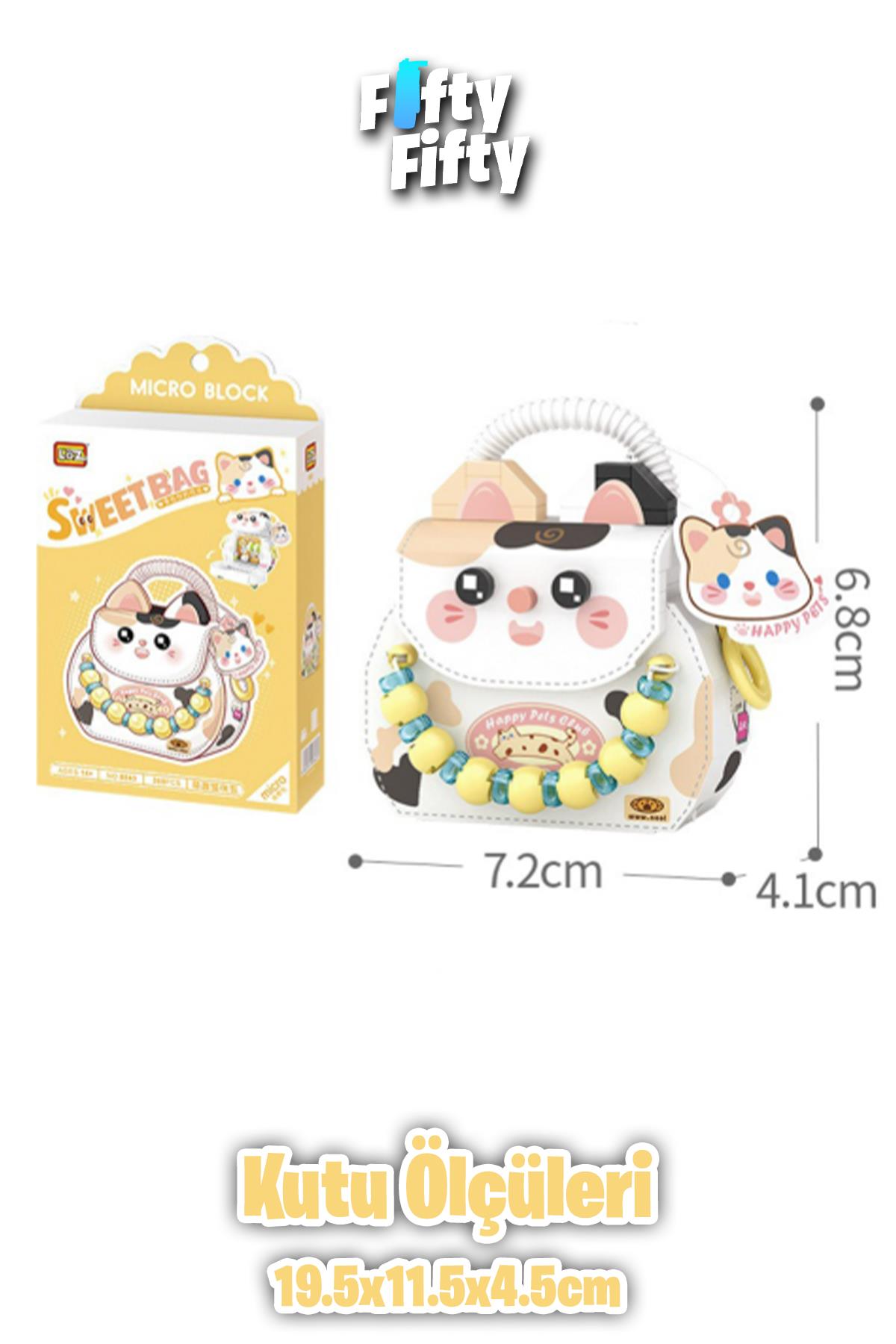 Loz Micro Block Sweet Bag Serisi Kedi Figürlü Çanta 360 Parça Oyuncak Yapım Seti FFLZ-8843