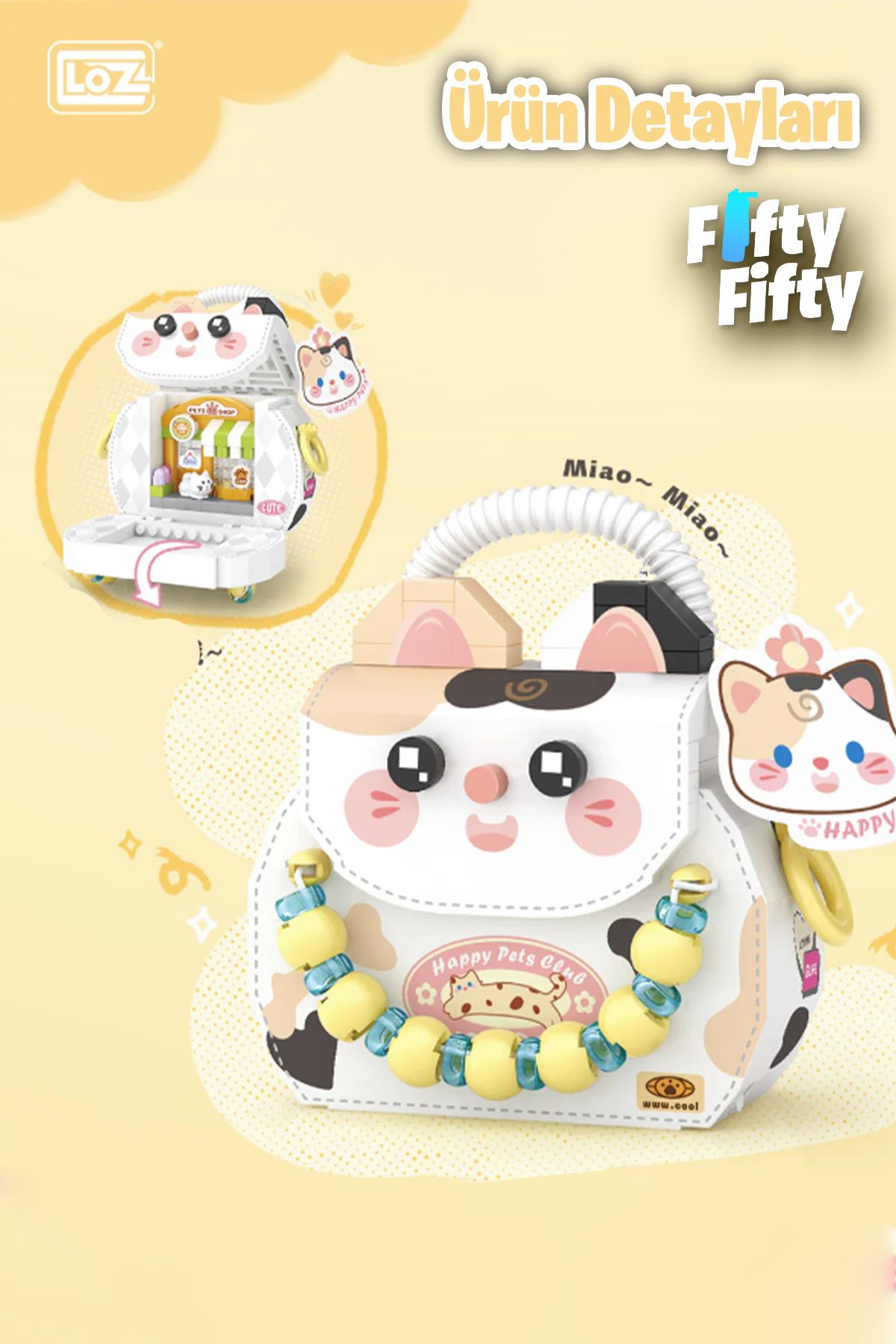 Loz Micro Block Sweet Bag Serisi Kedi Figürlü Çanta 360 Parça Oyuncak Yapım Seti FFLZ-8843