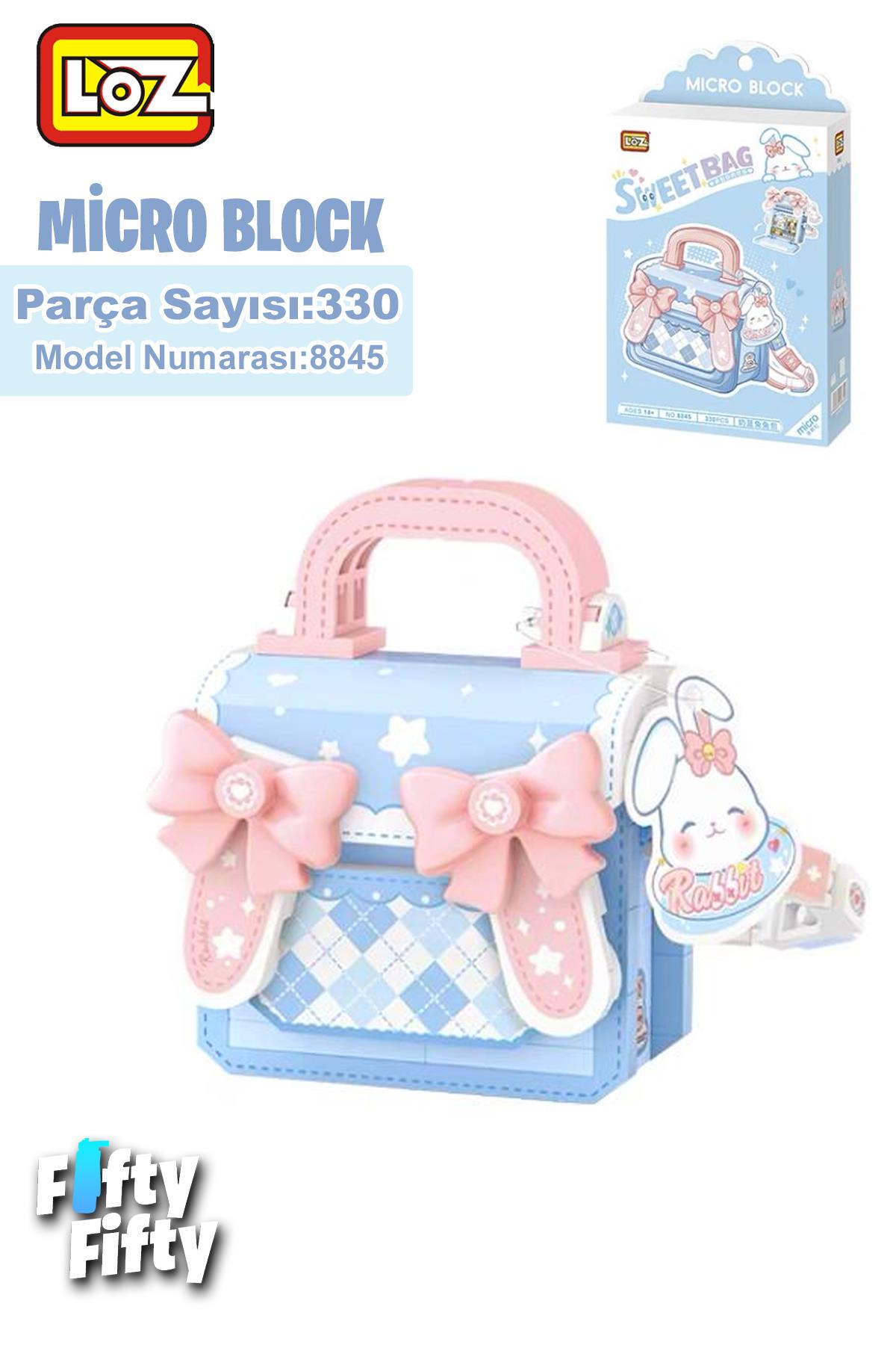 Loz Micro Block Sweet Bag Serisi Mavi Tavşan Figürlü Çanta 330 Parça Oyuncak Yapım Seti FFLZ-8845