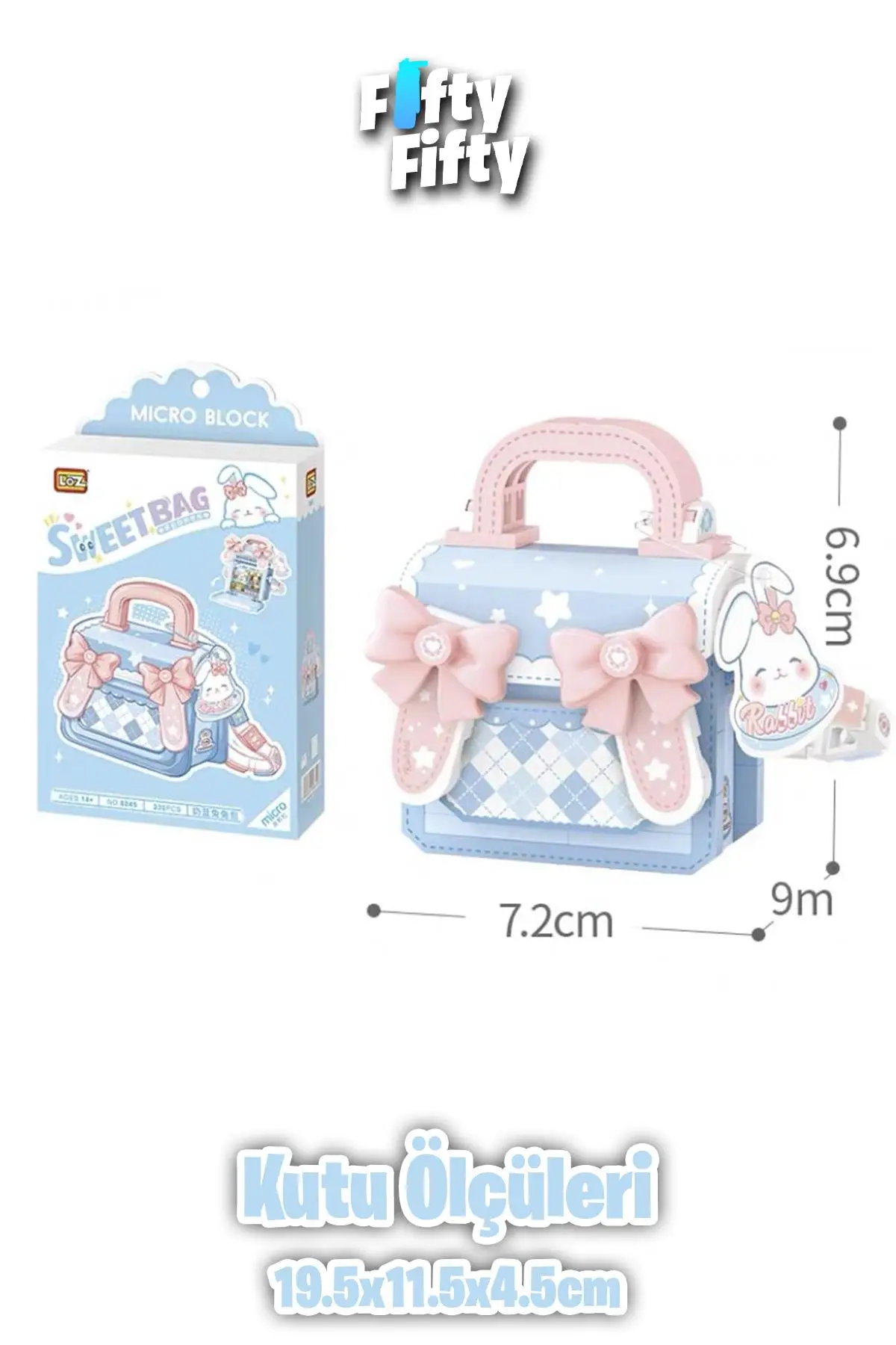 Loz Micro Block Sweet Bag Serisi Mavi Tavşan Figürlü Çanta 330 Parça Oyuncak Yapım Seti FFLZ-8845