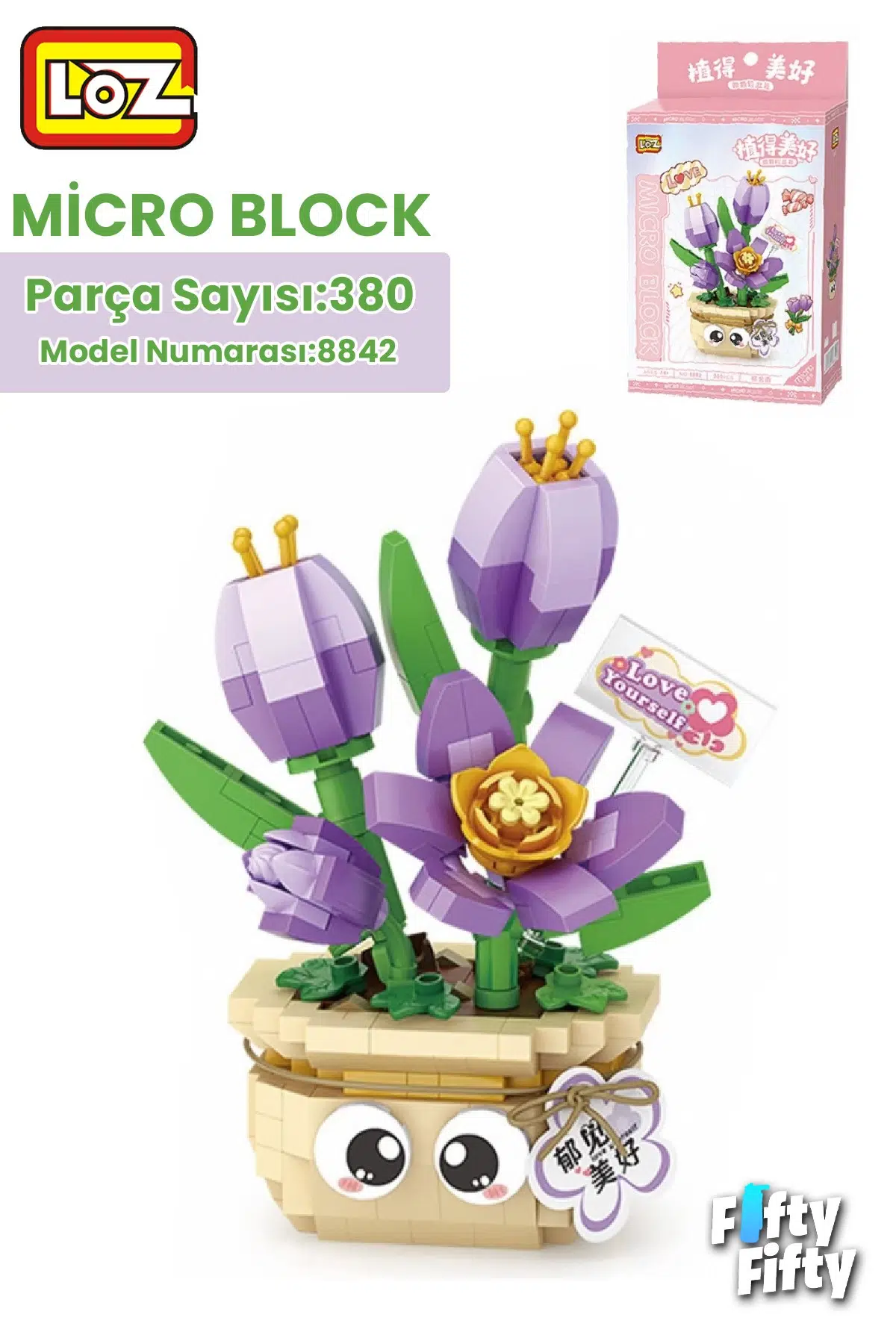 Loz Mikro Blok Serisi Lale Figürü 380 Parça Oyuncak Yapım Seti FFLZ-8842