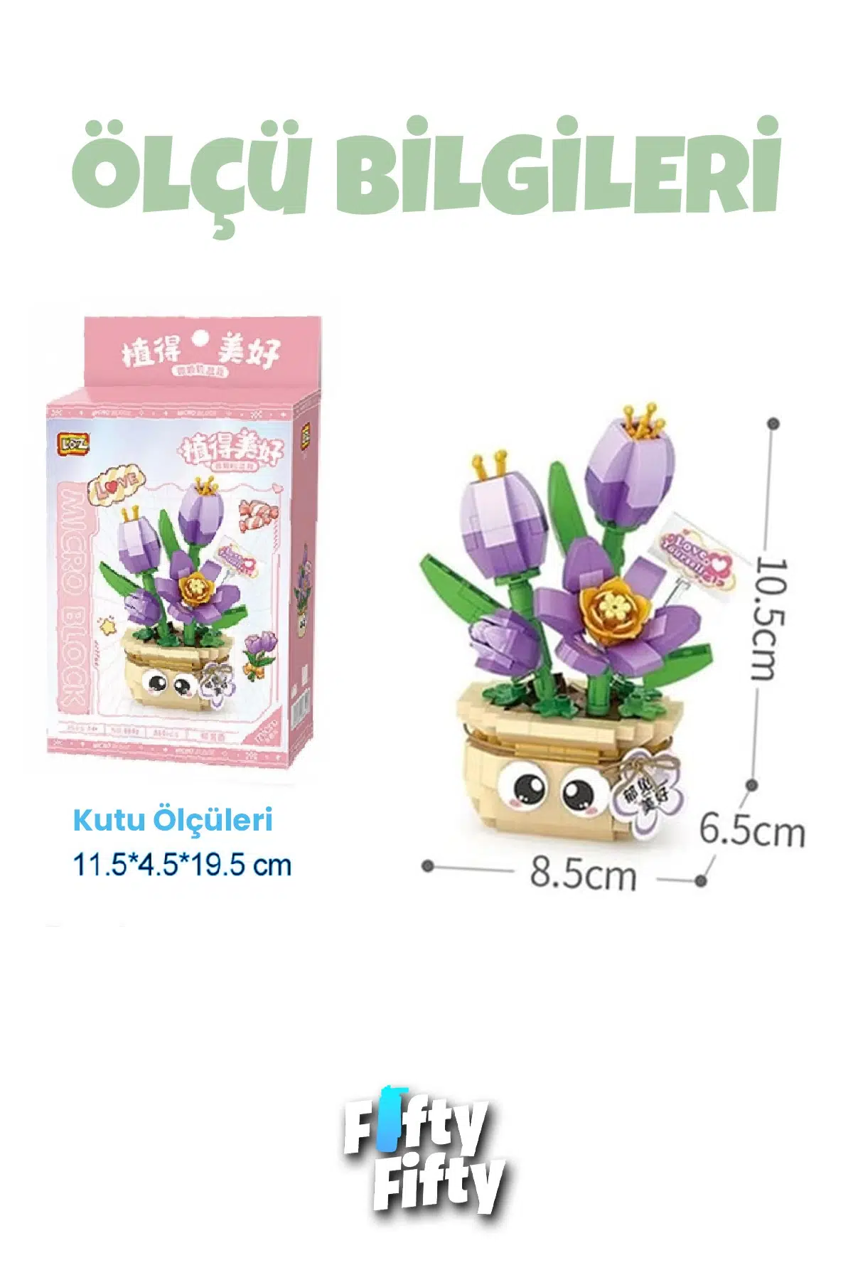 Loz Mikro Blok Serisi Lale Figürü 380 Parça Oyuncak Yapım Seti FFLZ-8842