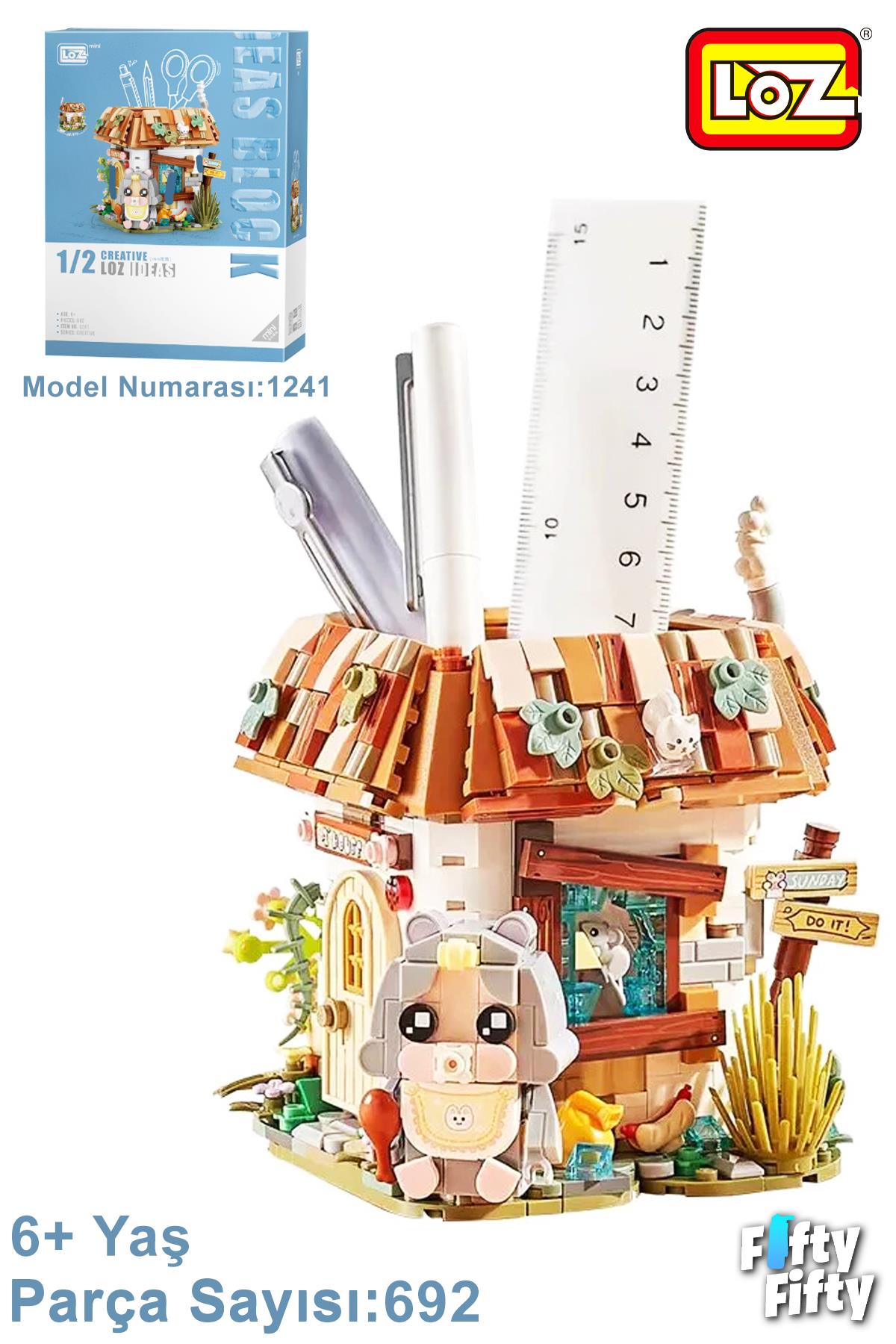 Loz Creative Serisi Sevimli Kalemlik Gri -LZ1241 (692 Parça) Oyuncak Yapım Seti