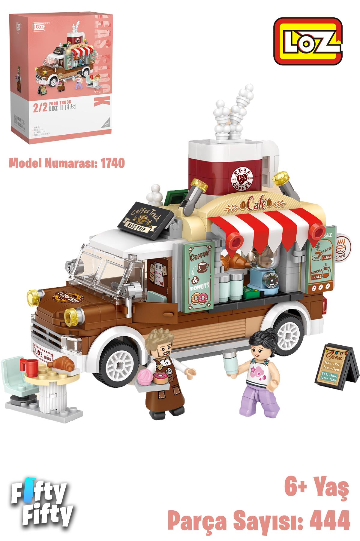Loz Mini Block Serisi Food Truck/pizza Kamyonu -LZ1739 (490 Parça) Oyuncak Yapım Seti